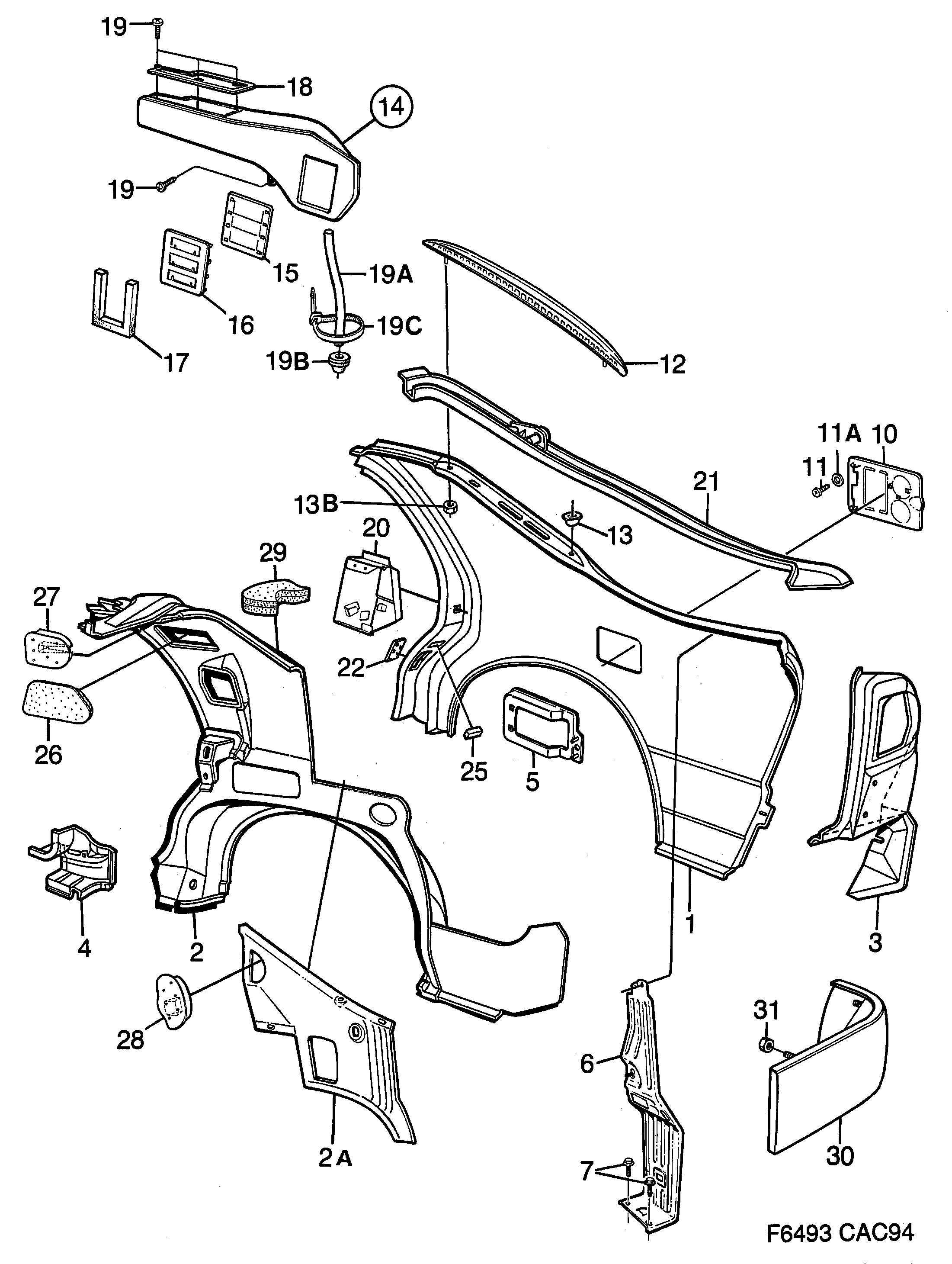 Saab 9000 Valance diagram