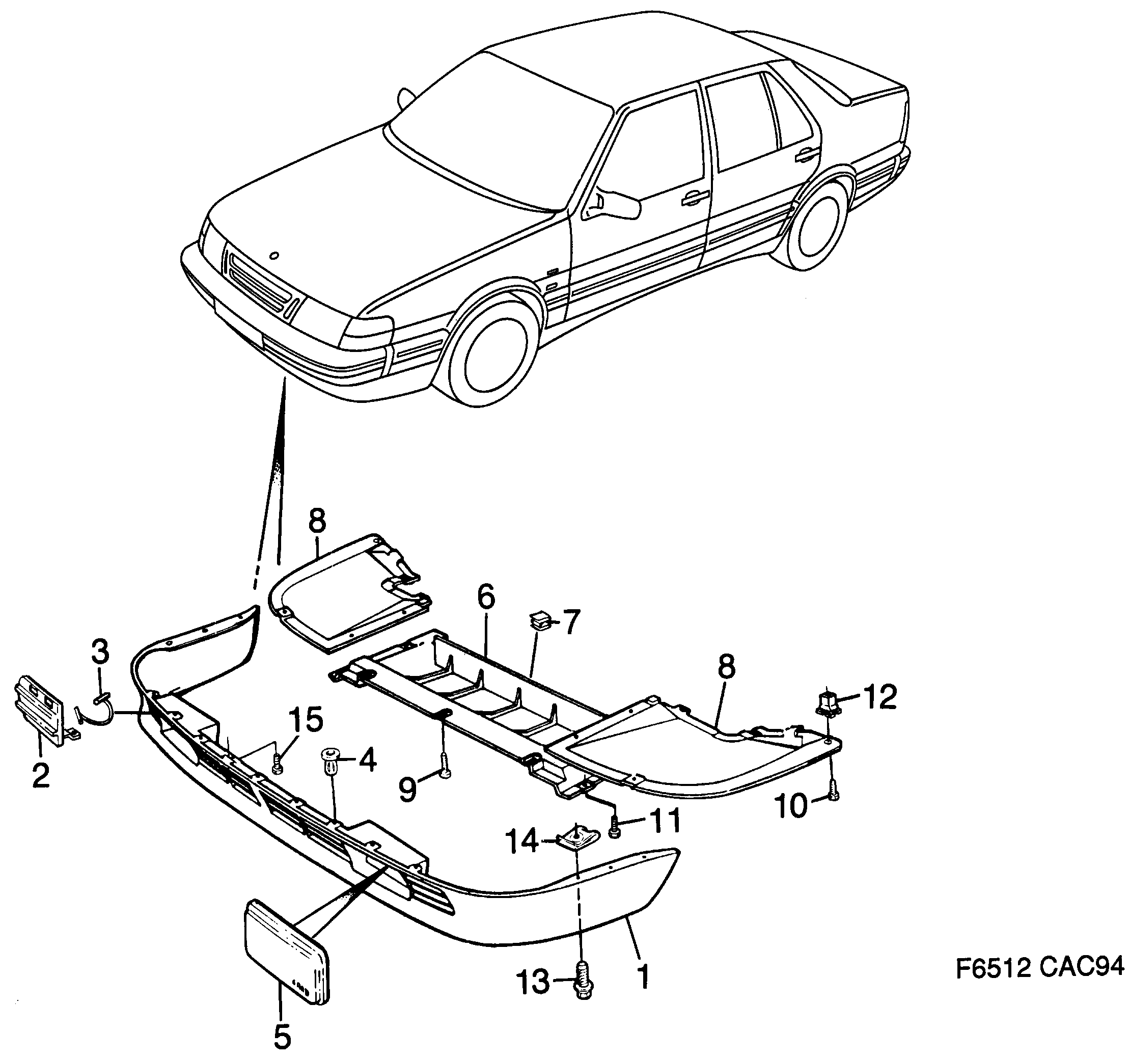 Saab 9000 Spoiler diagram