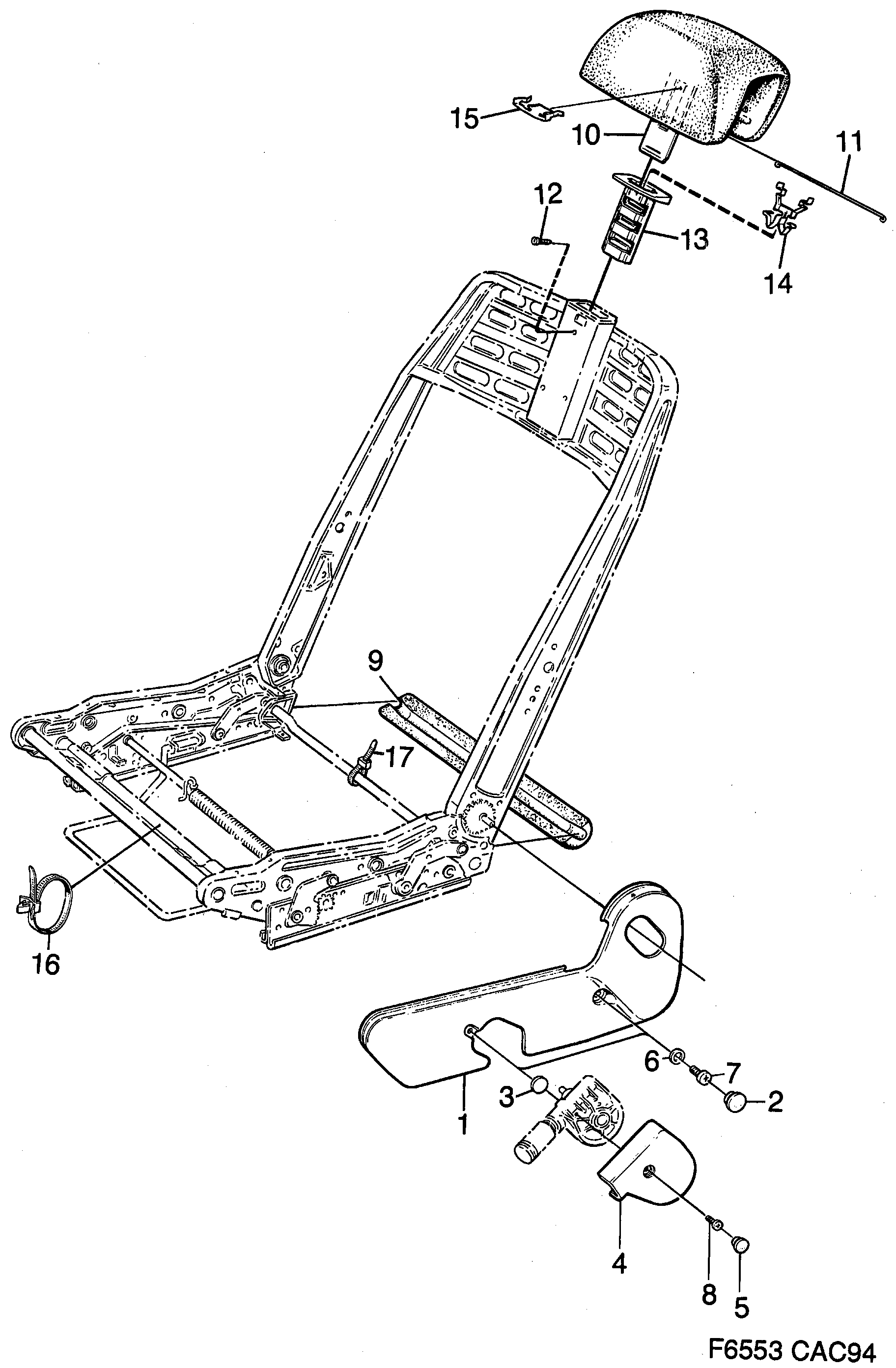 Saab 9000 Front seats Part 3 diagram