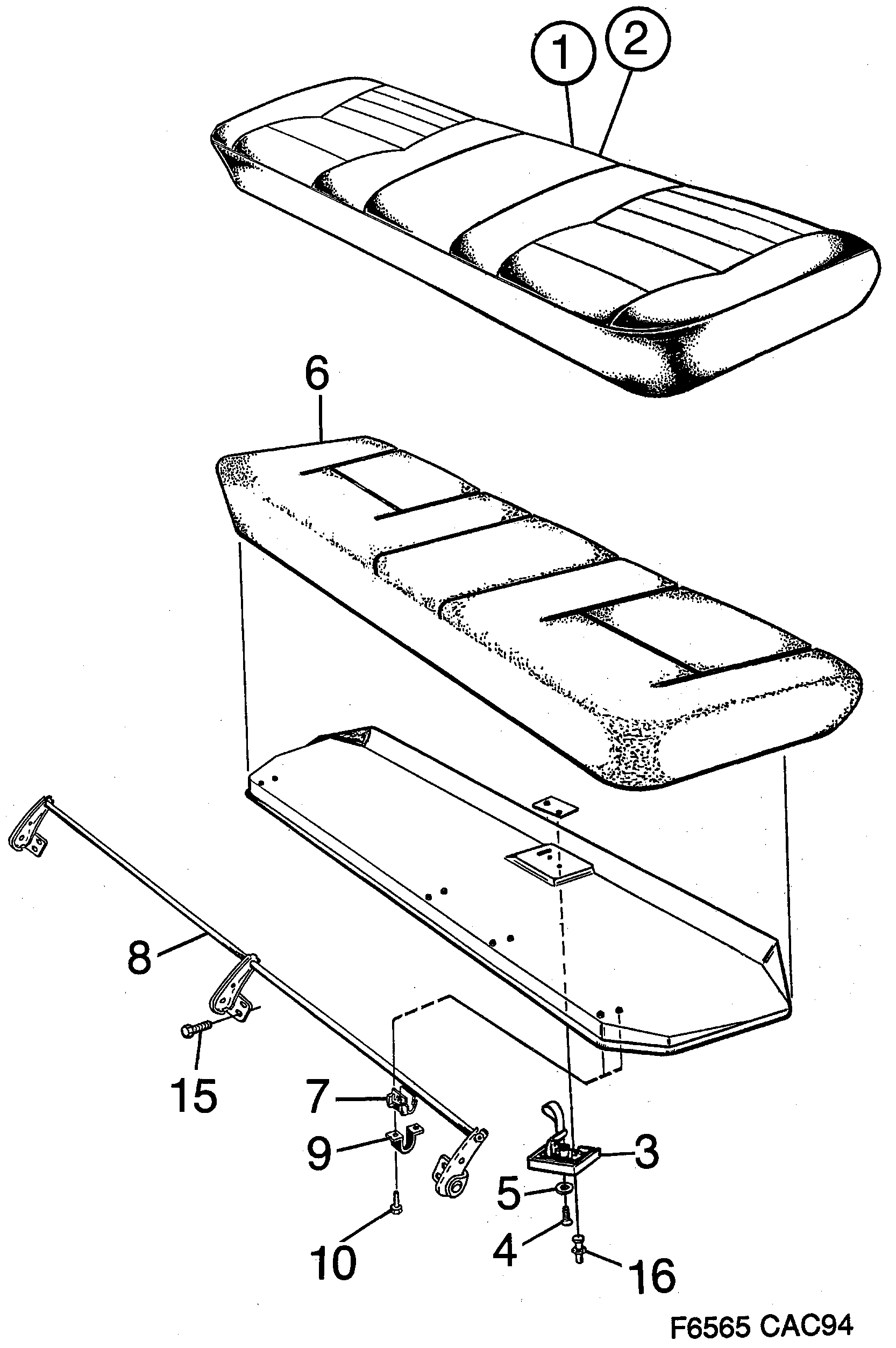 Saab 9000 Rear seat, fixed Seat cushion diagram