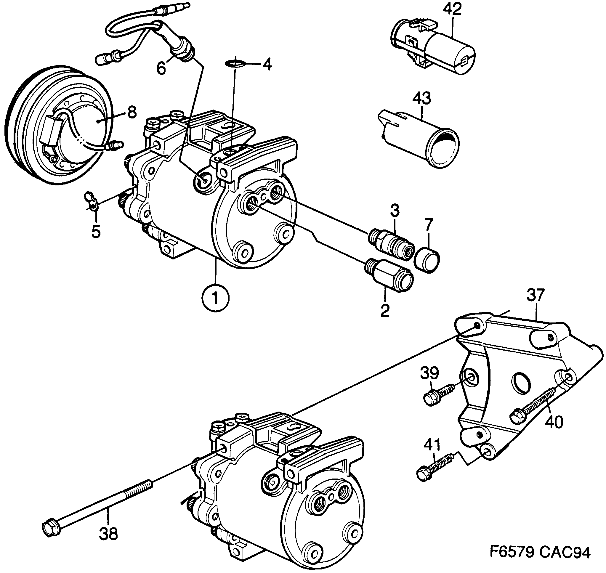 Saab 9000 AC compressor SEIKO-SEIKI diagram