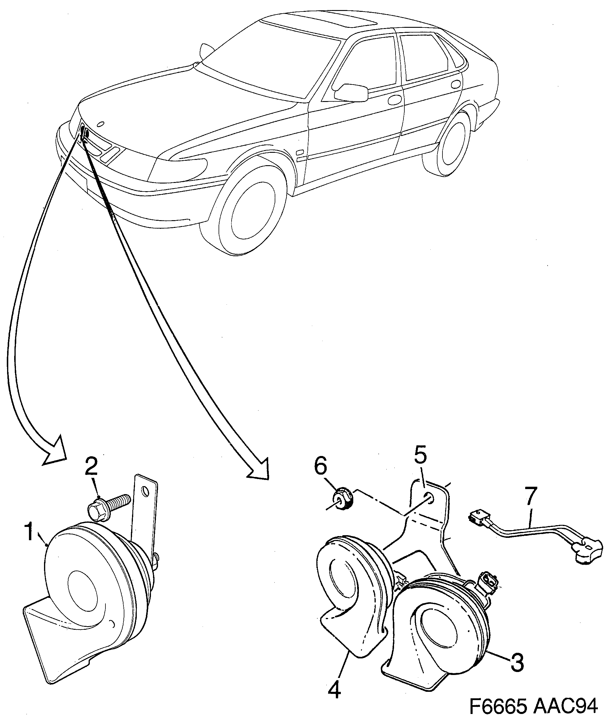 Saab 900 Horn diagram
