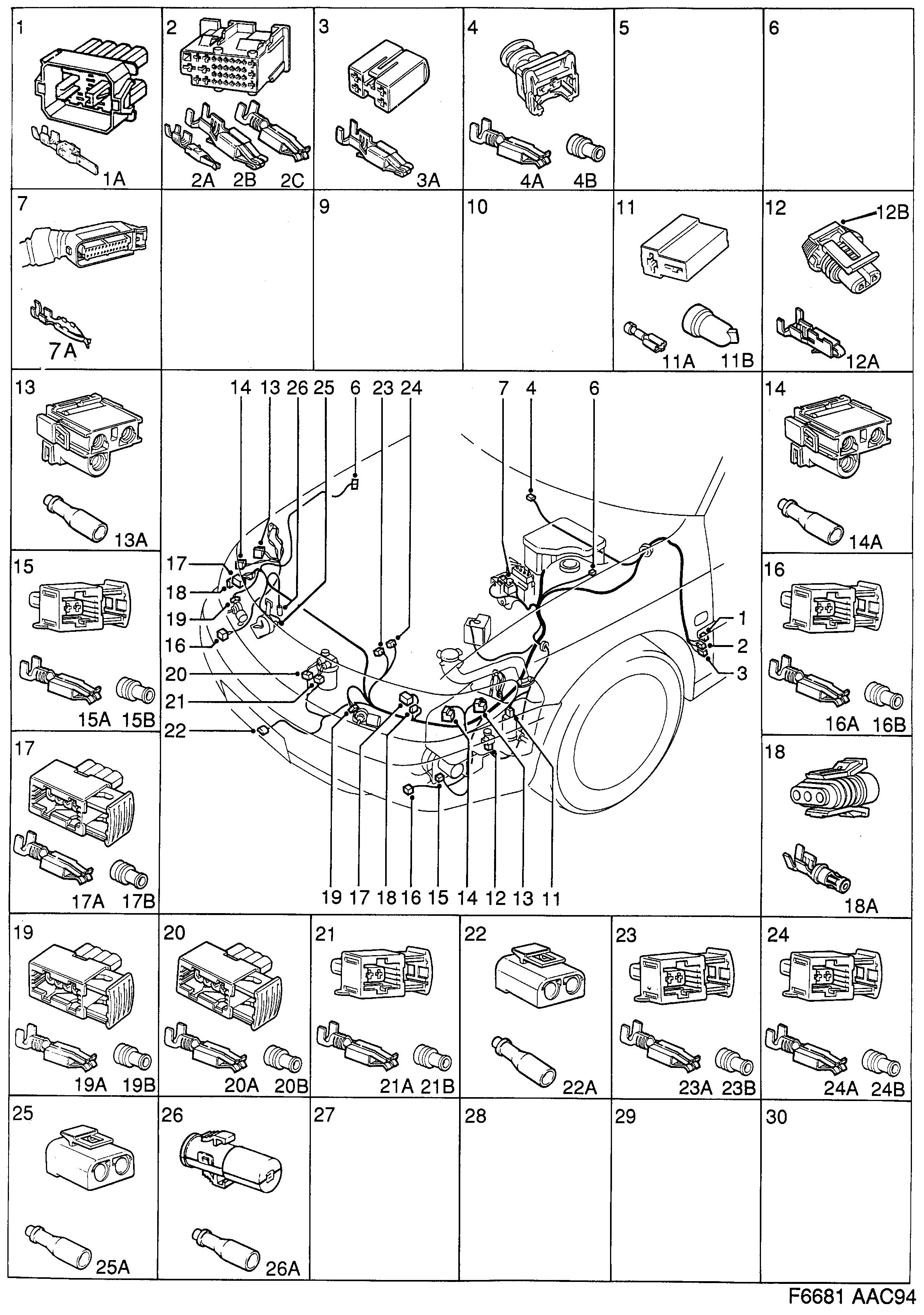 Saab 900 Front diagram