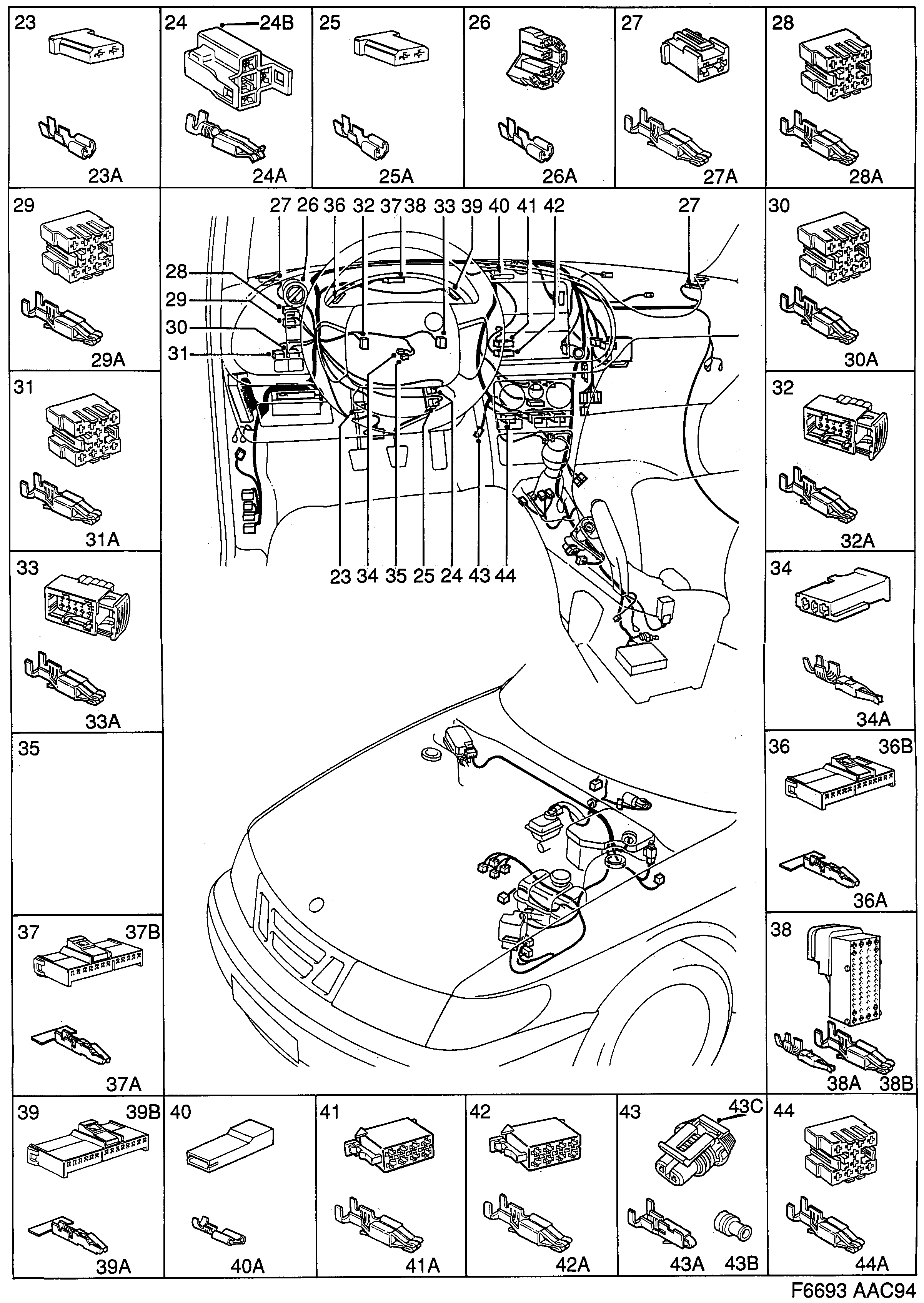 Saab 900 Instrument panel diagram