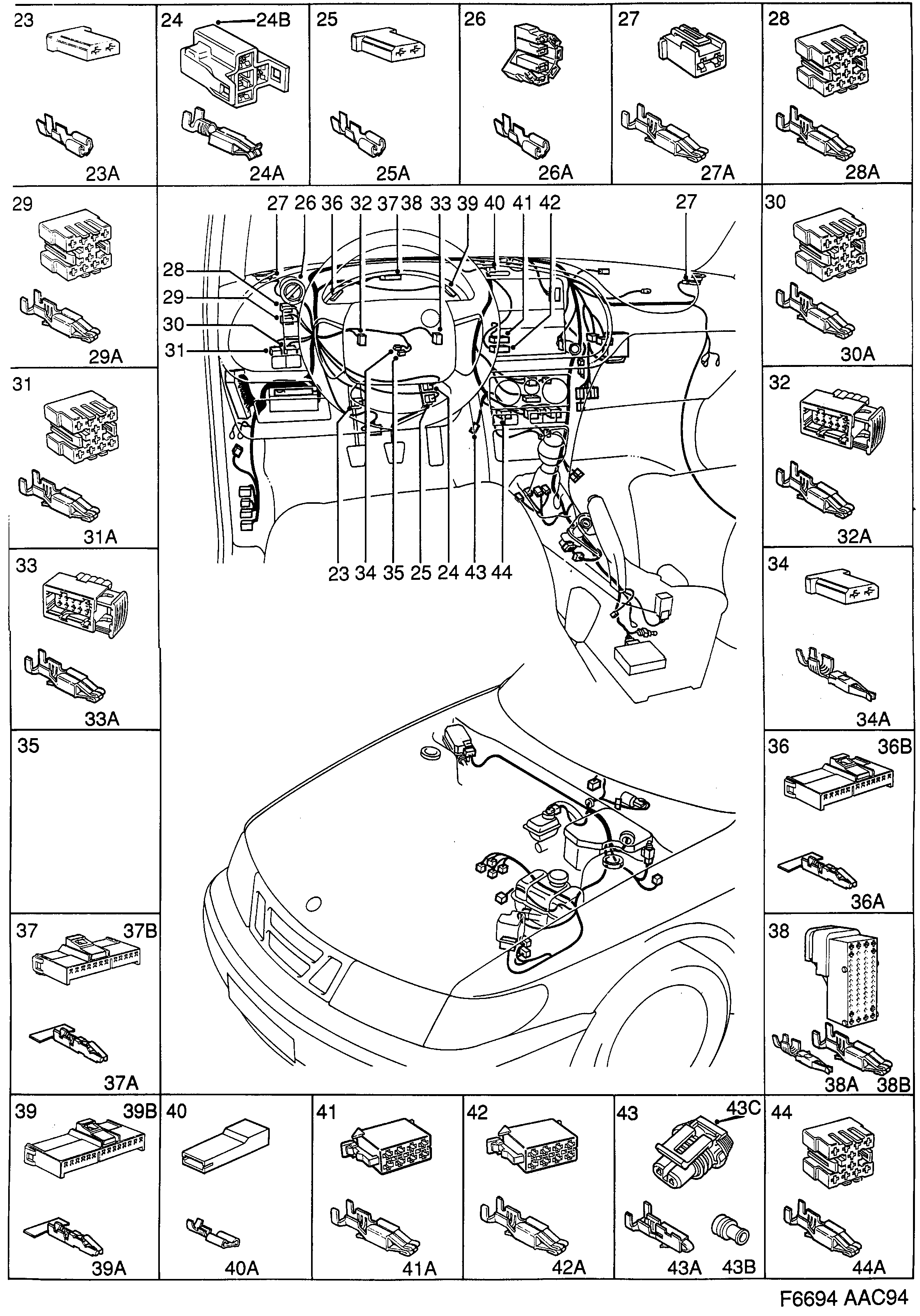 Saab 900 Instrument panel diagram