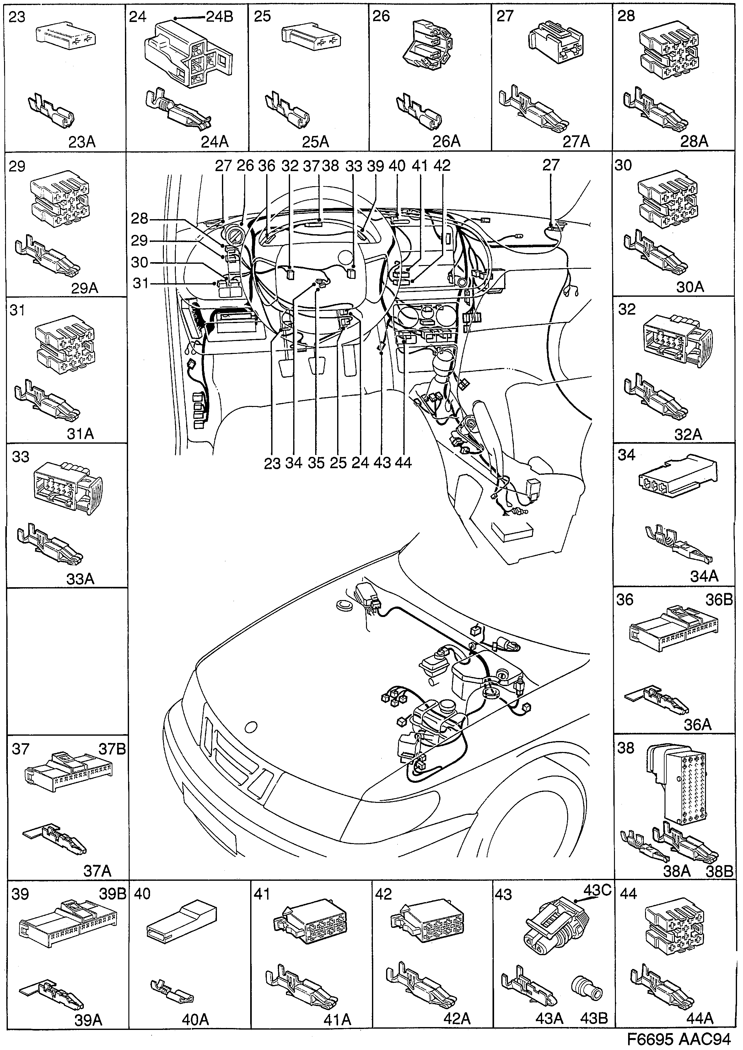 Saab 900 Instrument panel diagram