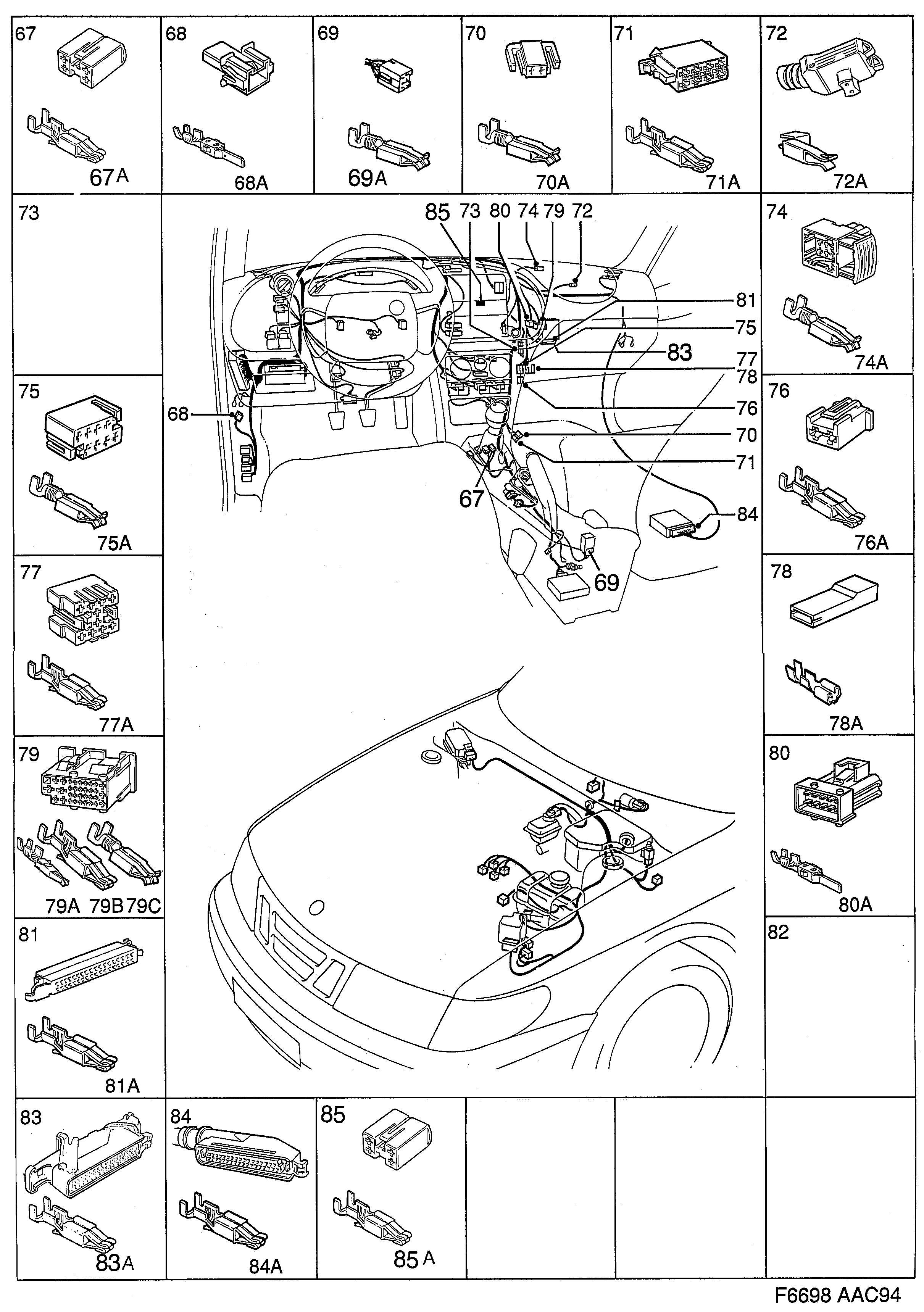 Saab 900 Instrument panel diagram