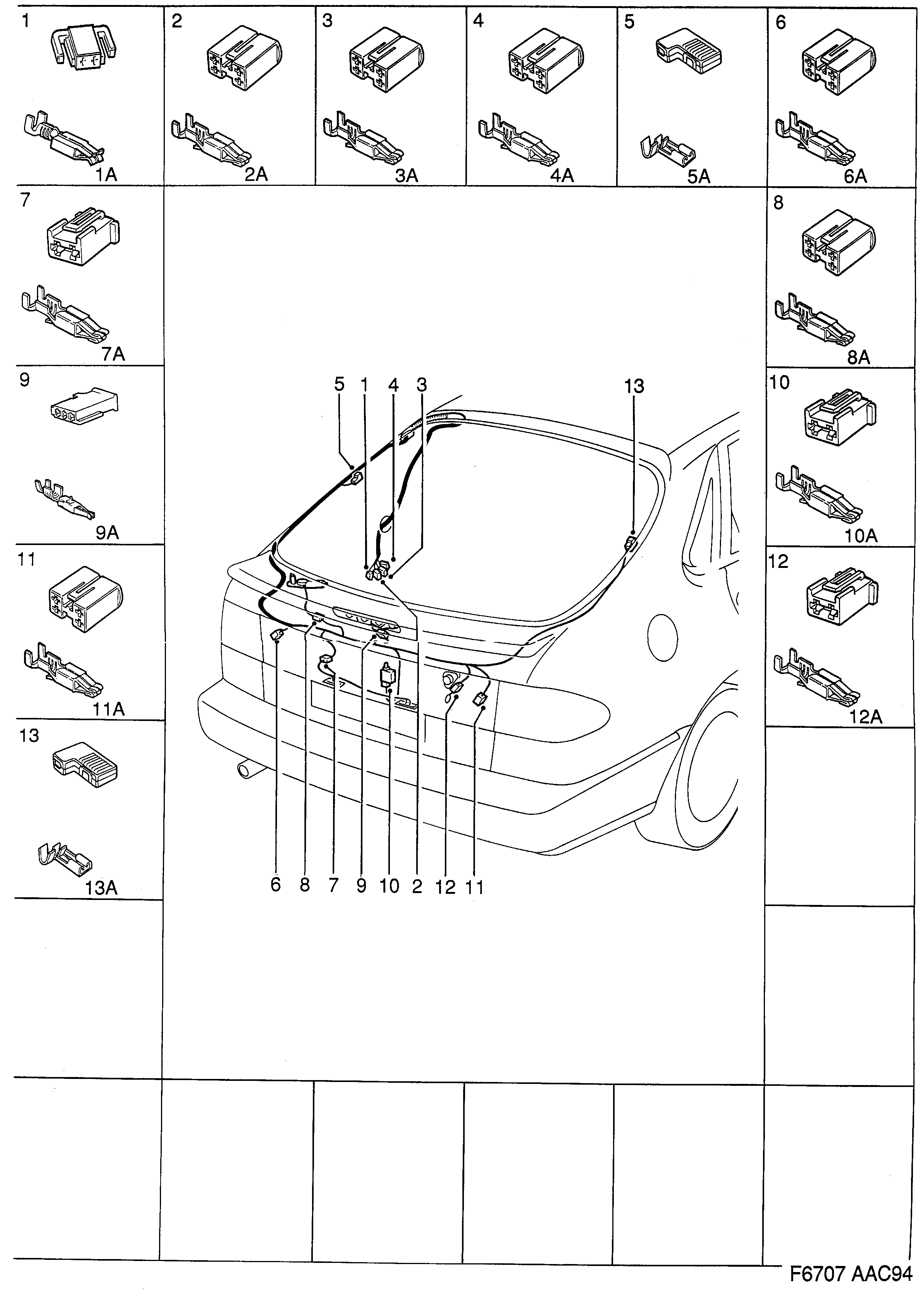 Saab 900 Trunk lid diagram