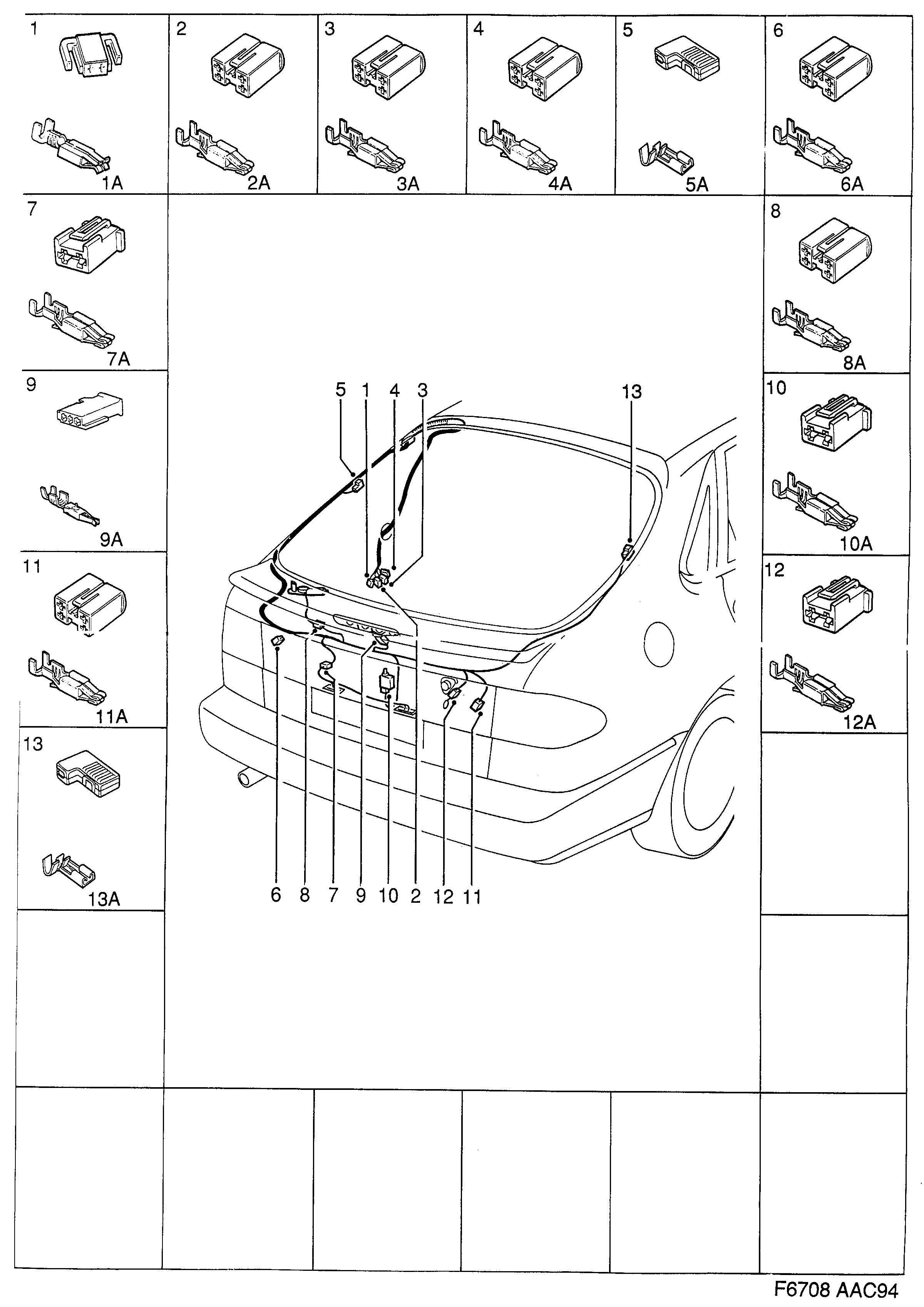 Saab 900 Trunk lid diagram