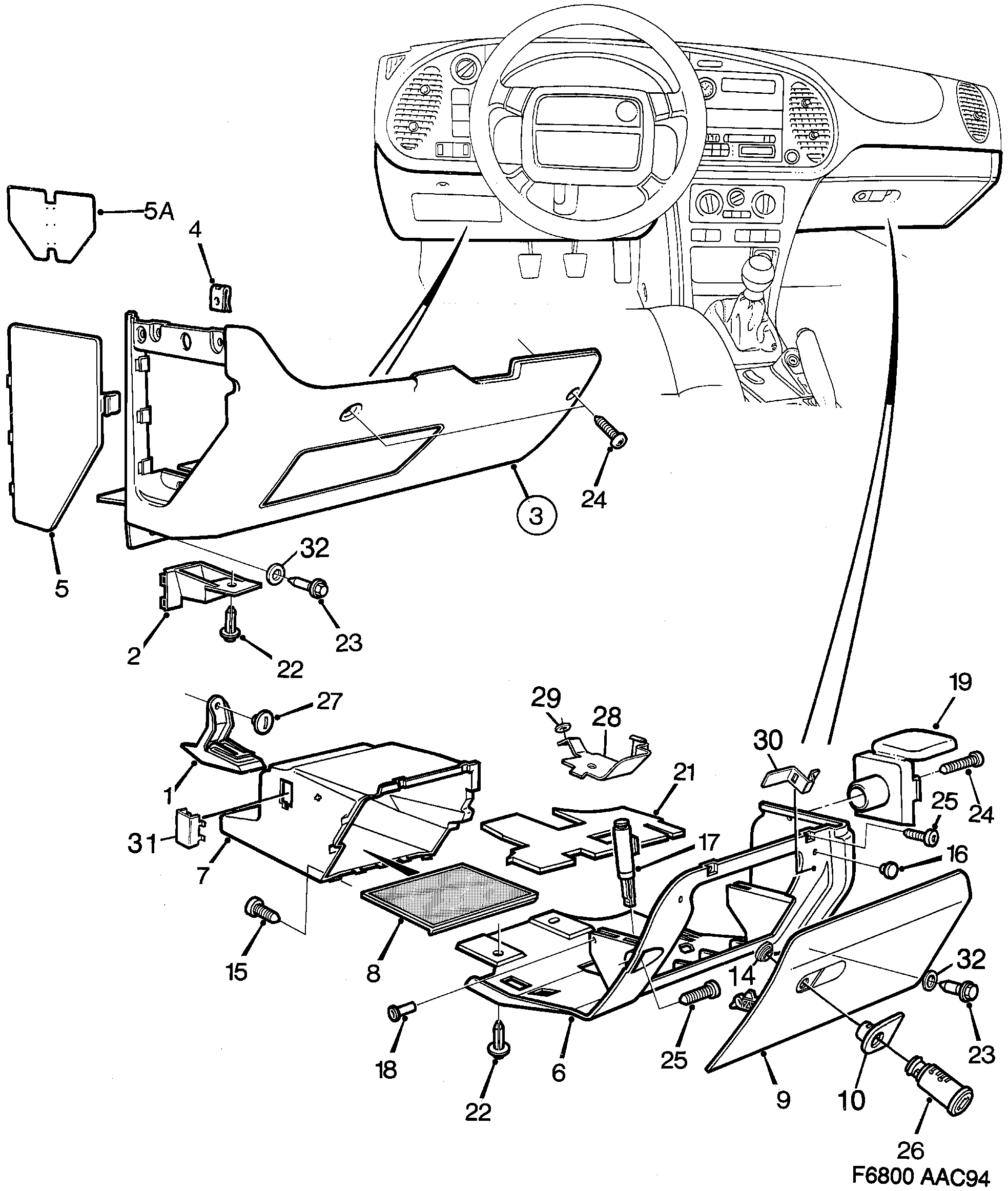 Saab 900 Glove compartment Panel lower diagram