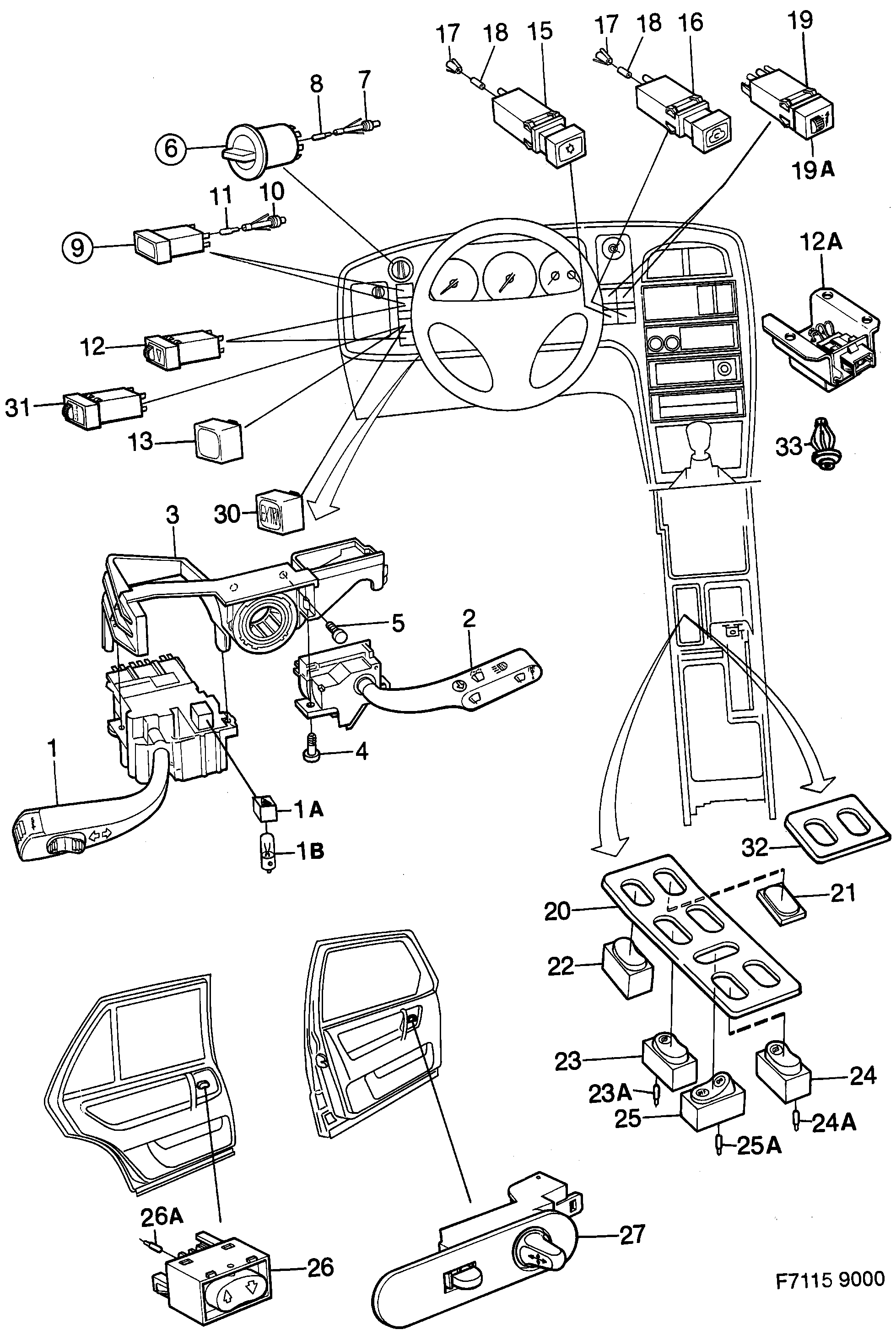 Saab 9000 Switch diagram