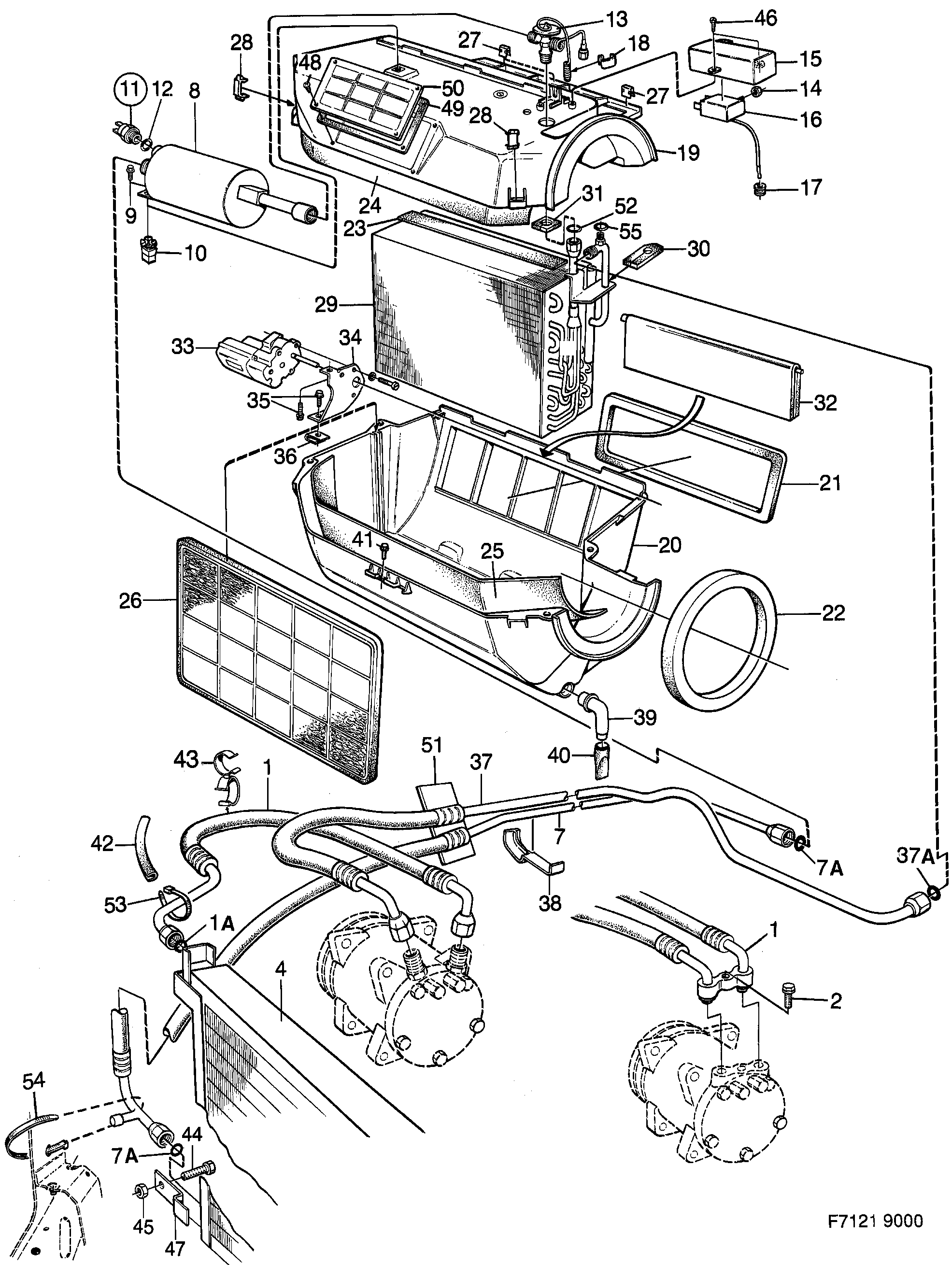 Saab 9000 AC evaporator diagram