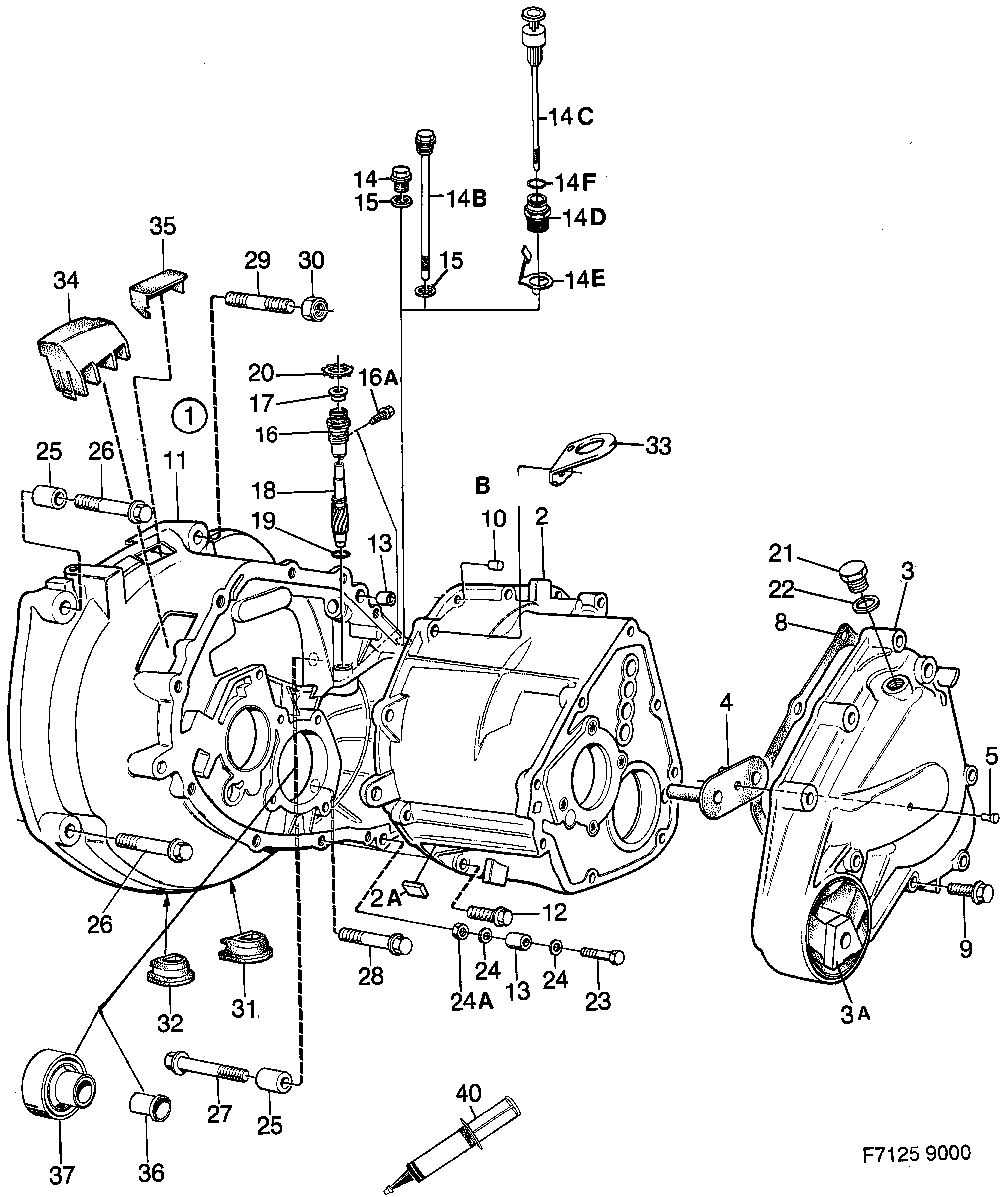 Saab 9000 Gear box case diagram