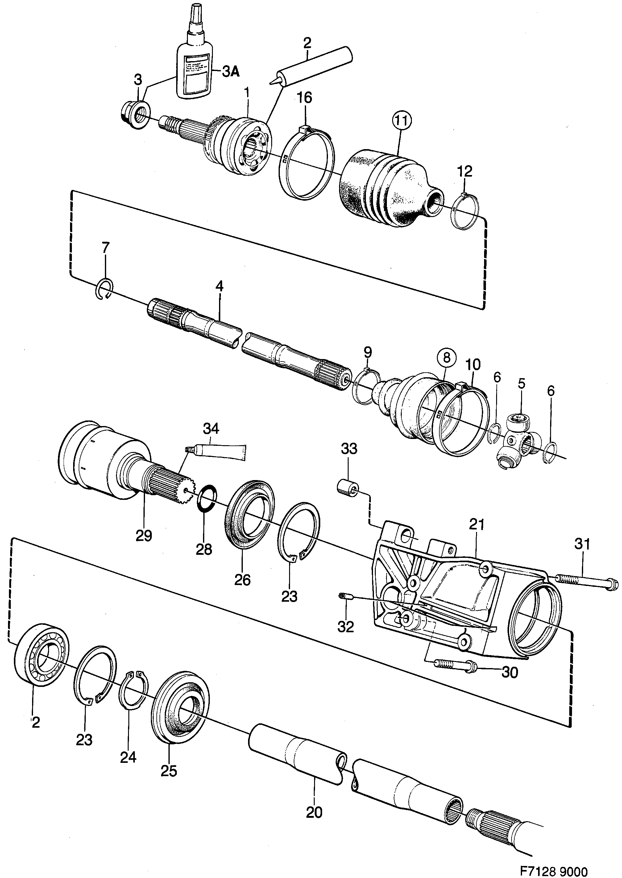 Saab 9000 Outer universal joint diagram