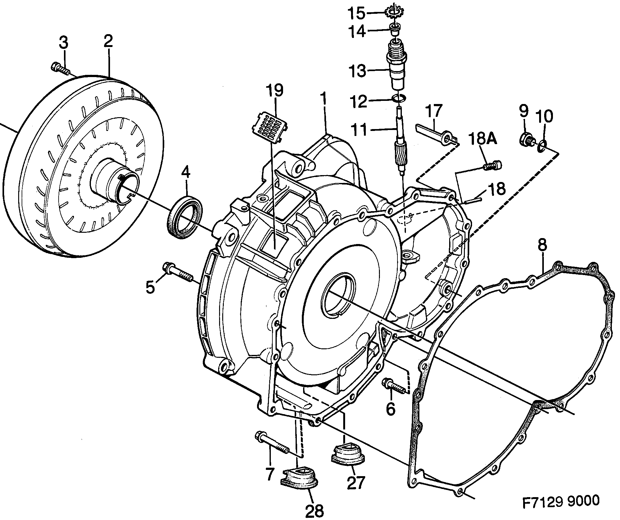 Saab 9000 Converter shell Torque converter diagram