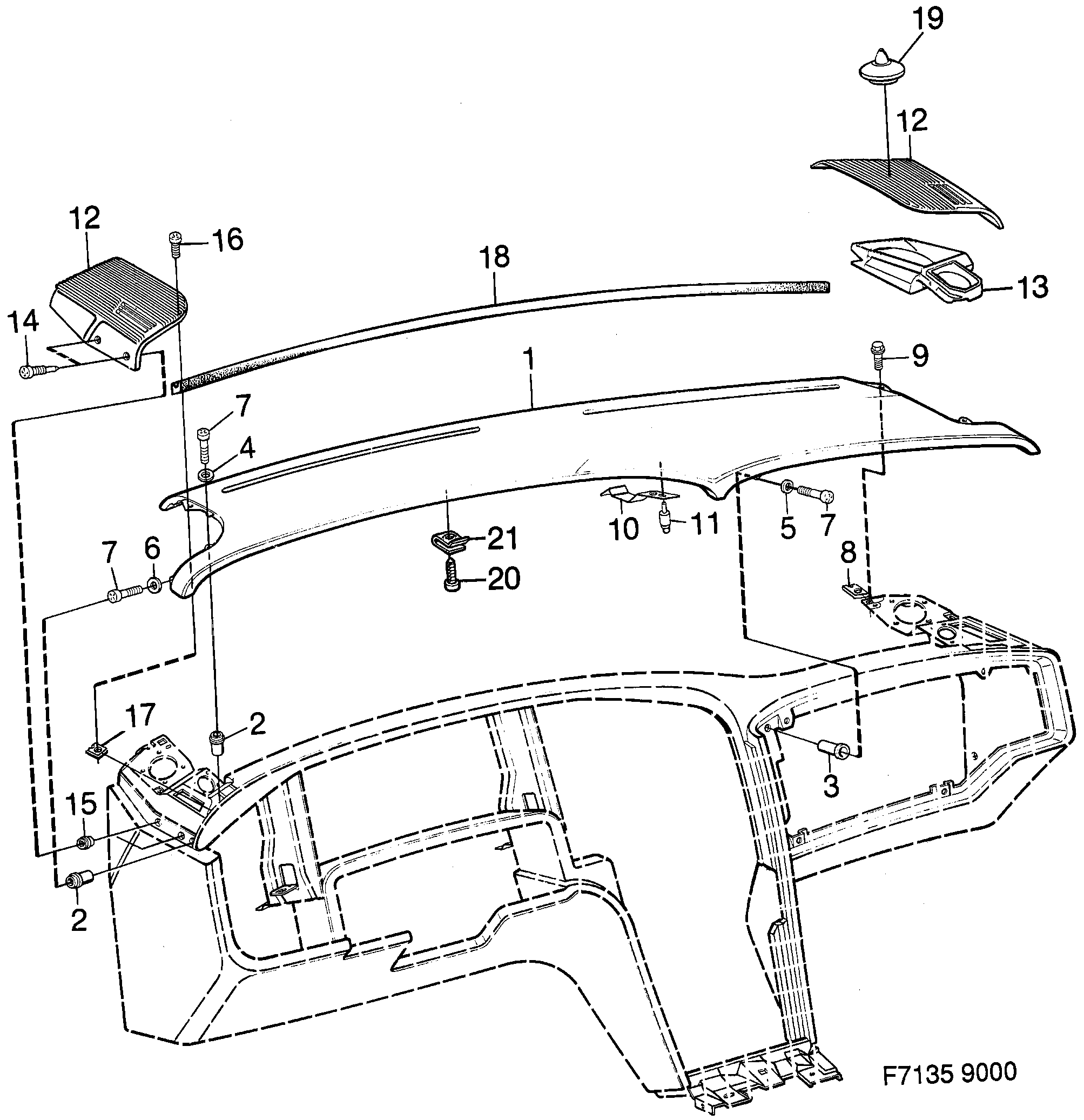 Saab 9000 Upper section diagram
