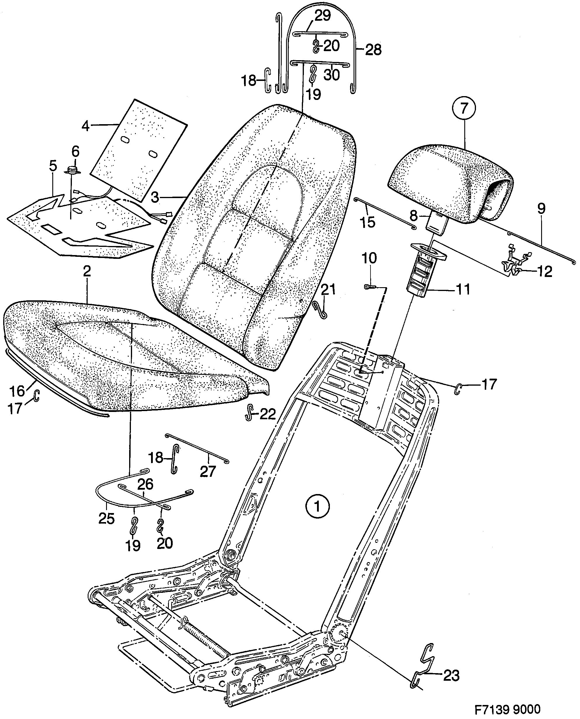 Saab 9000 Front seats Part 1 Manuel diagram