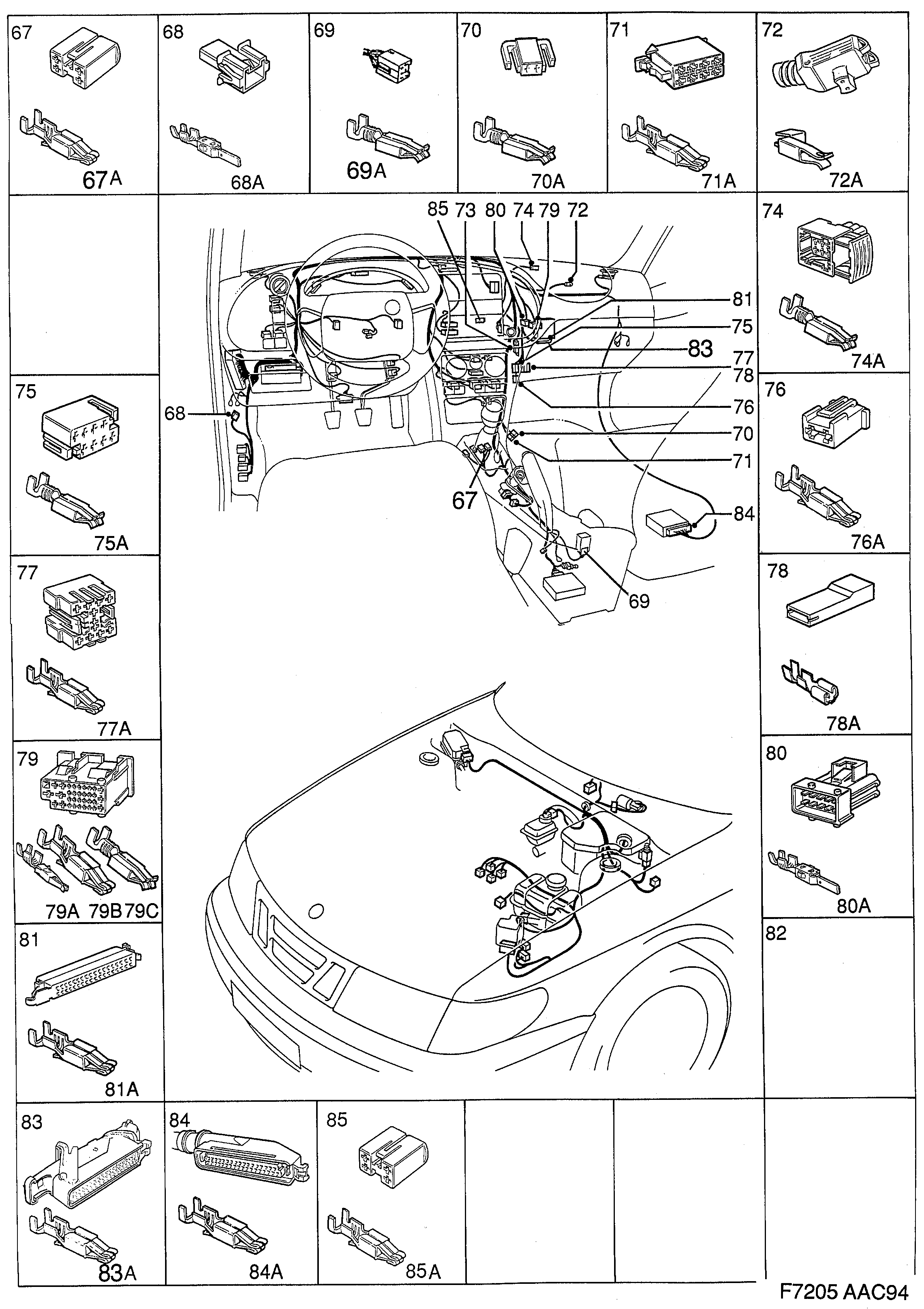 Saab 900 Instrument panel diagram
