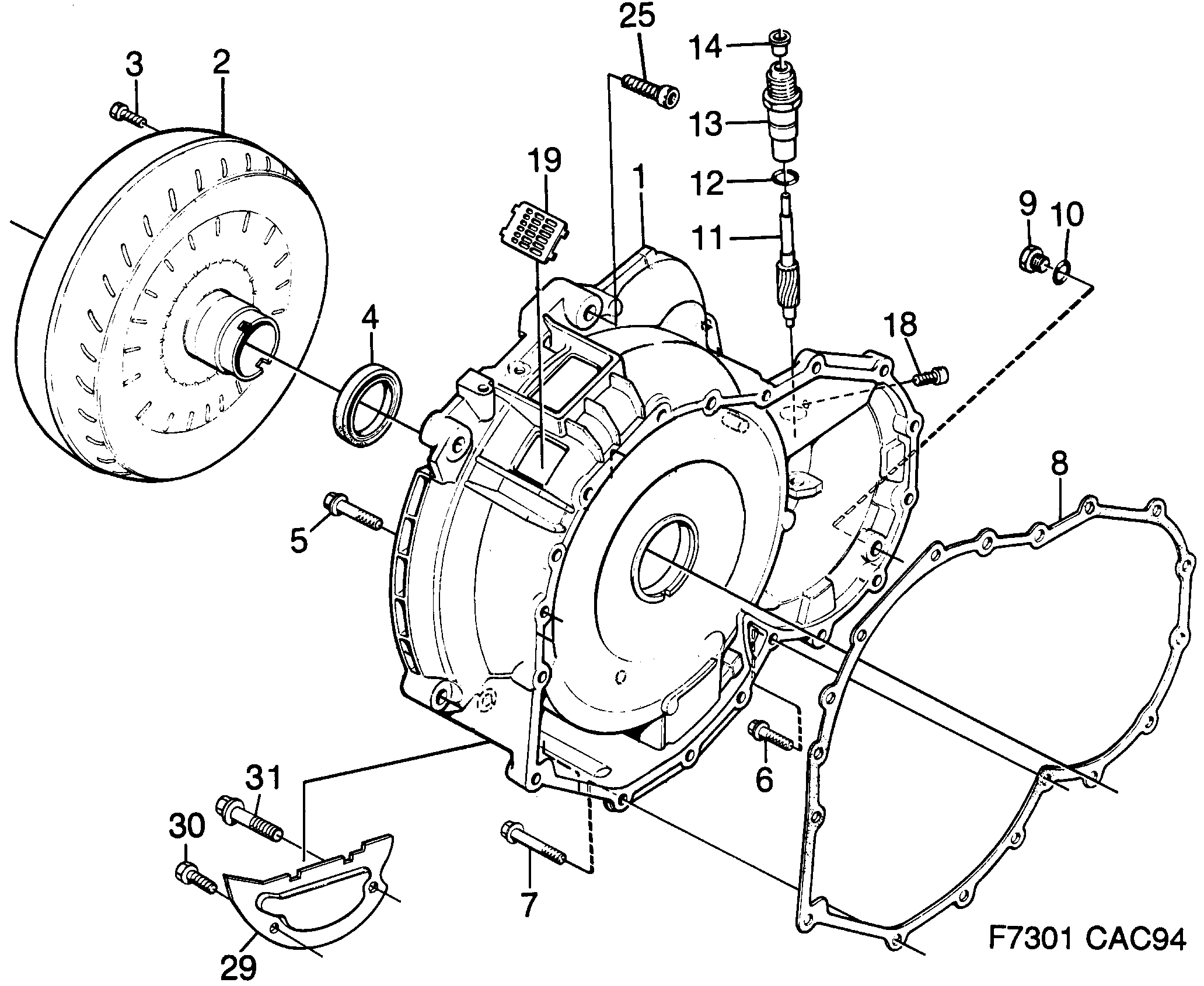 Saab 9000 Converter shell Torque converter diagram