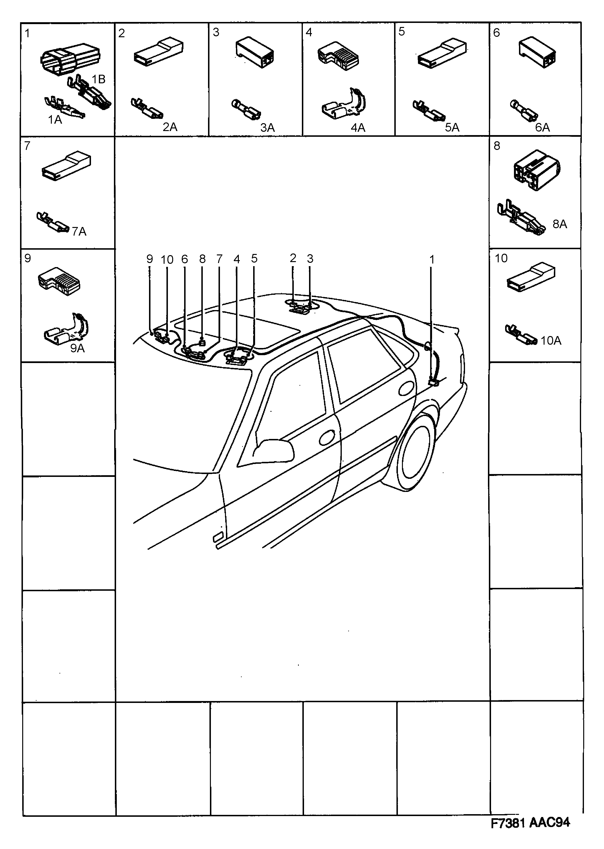 Saab 900 Roof diagram