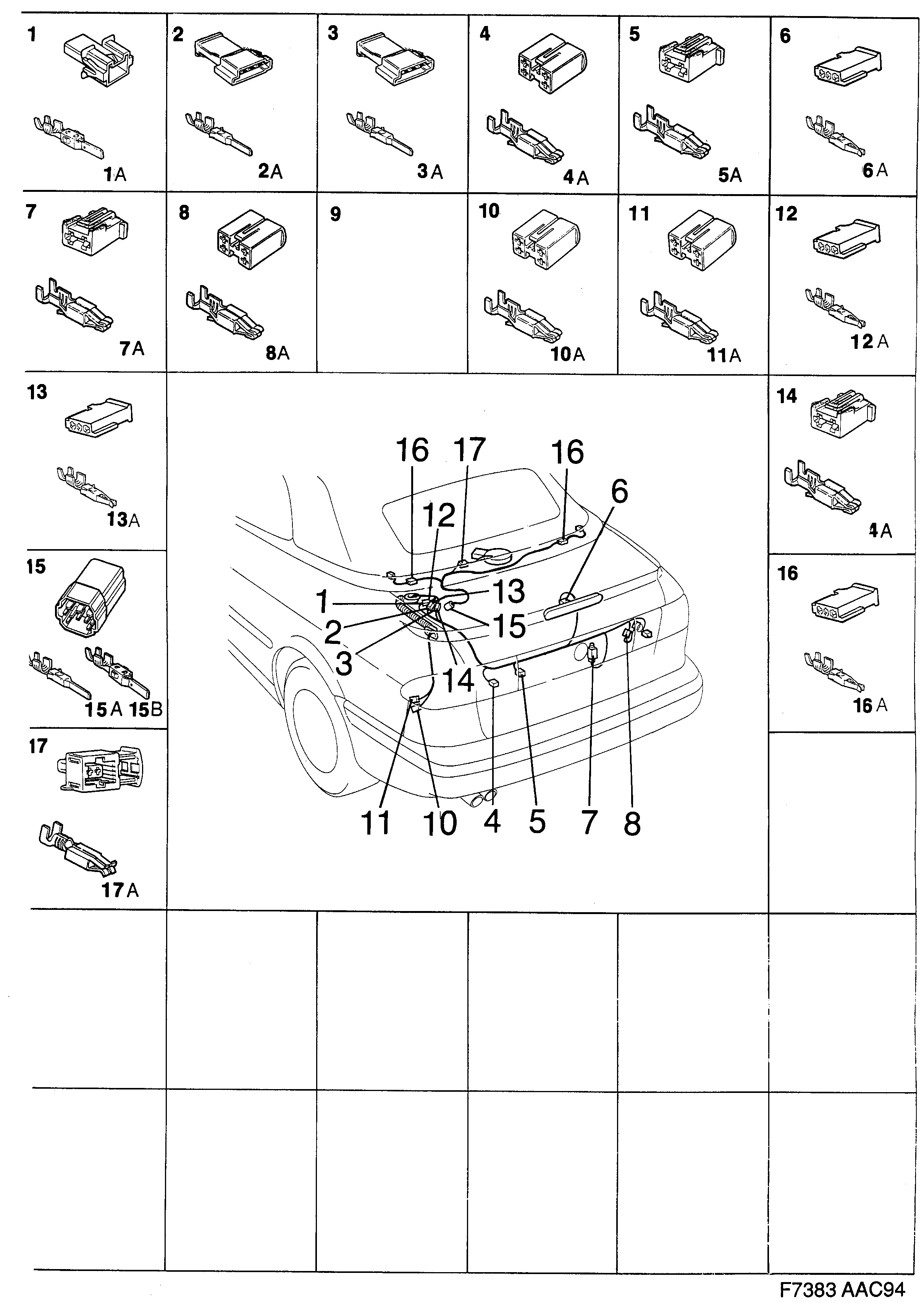 Saab 900 Trunk lid diagram