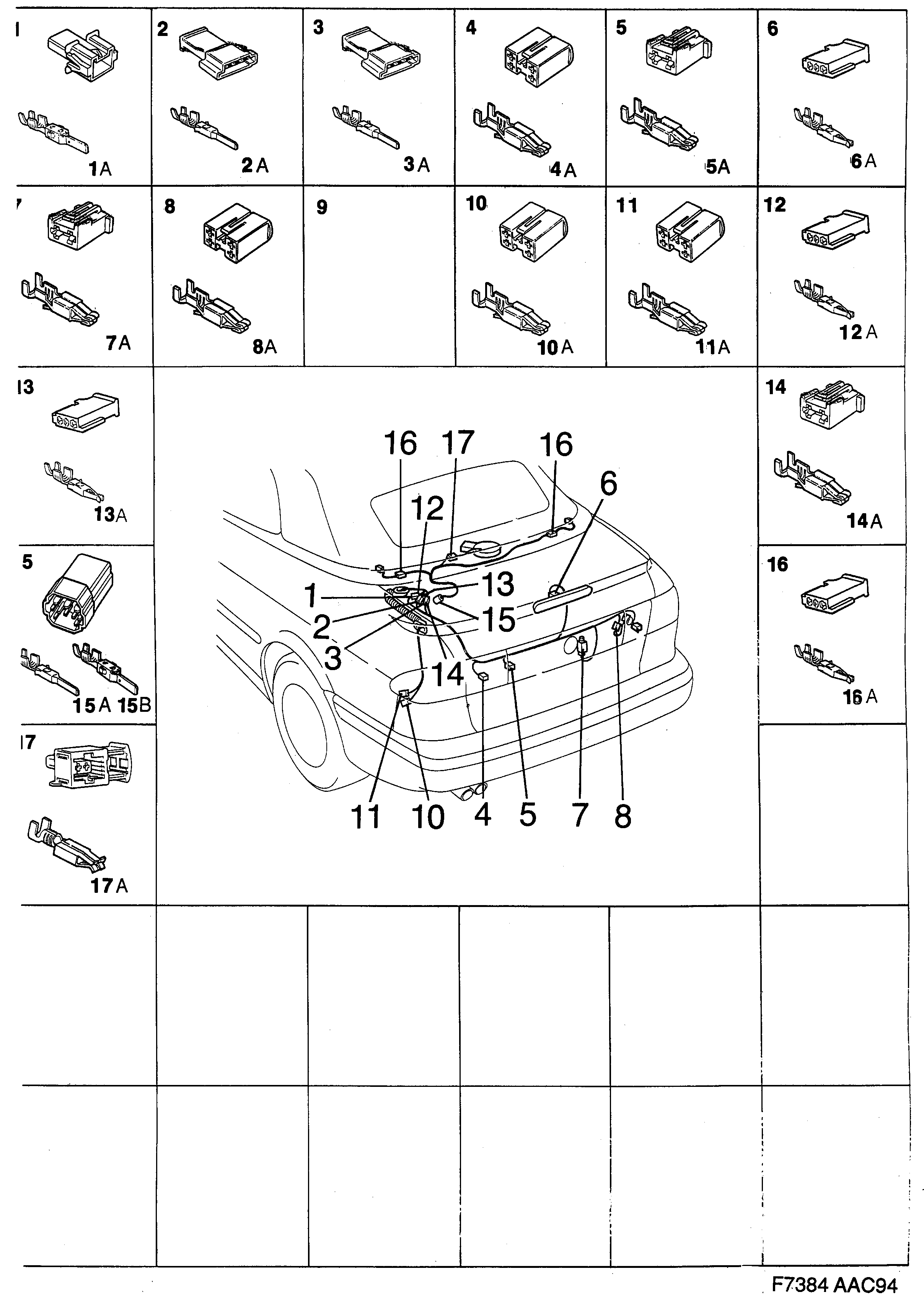Saab 900 Trunk lid diagram