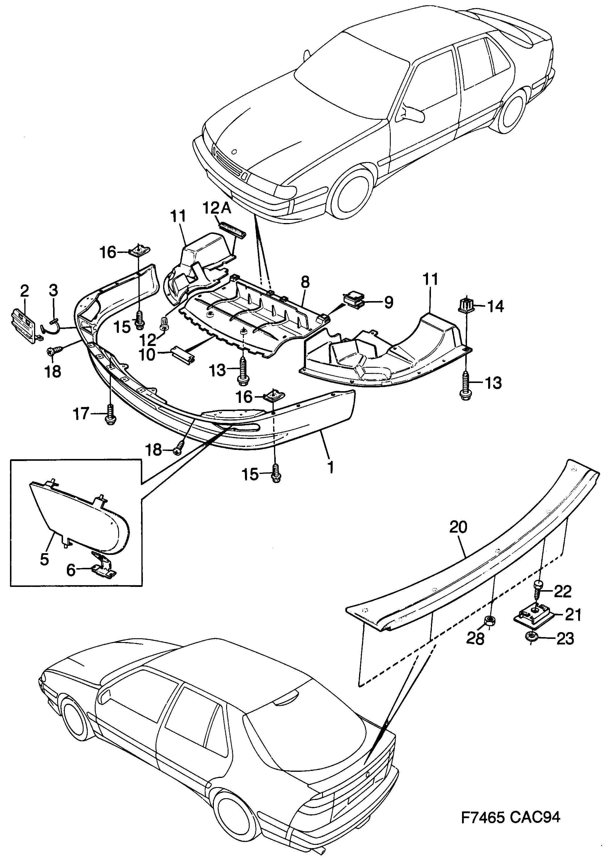 Saab 9000 Spoiler diagram