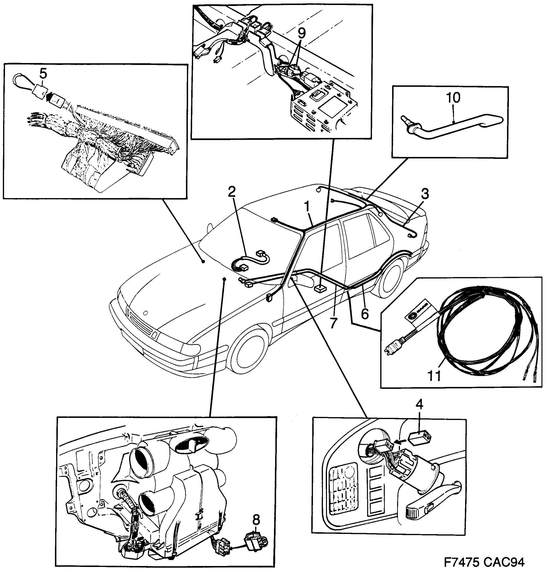 Saab 9000 Compartment diagram