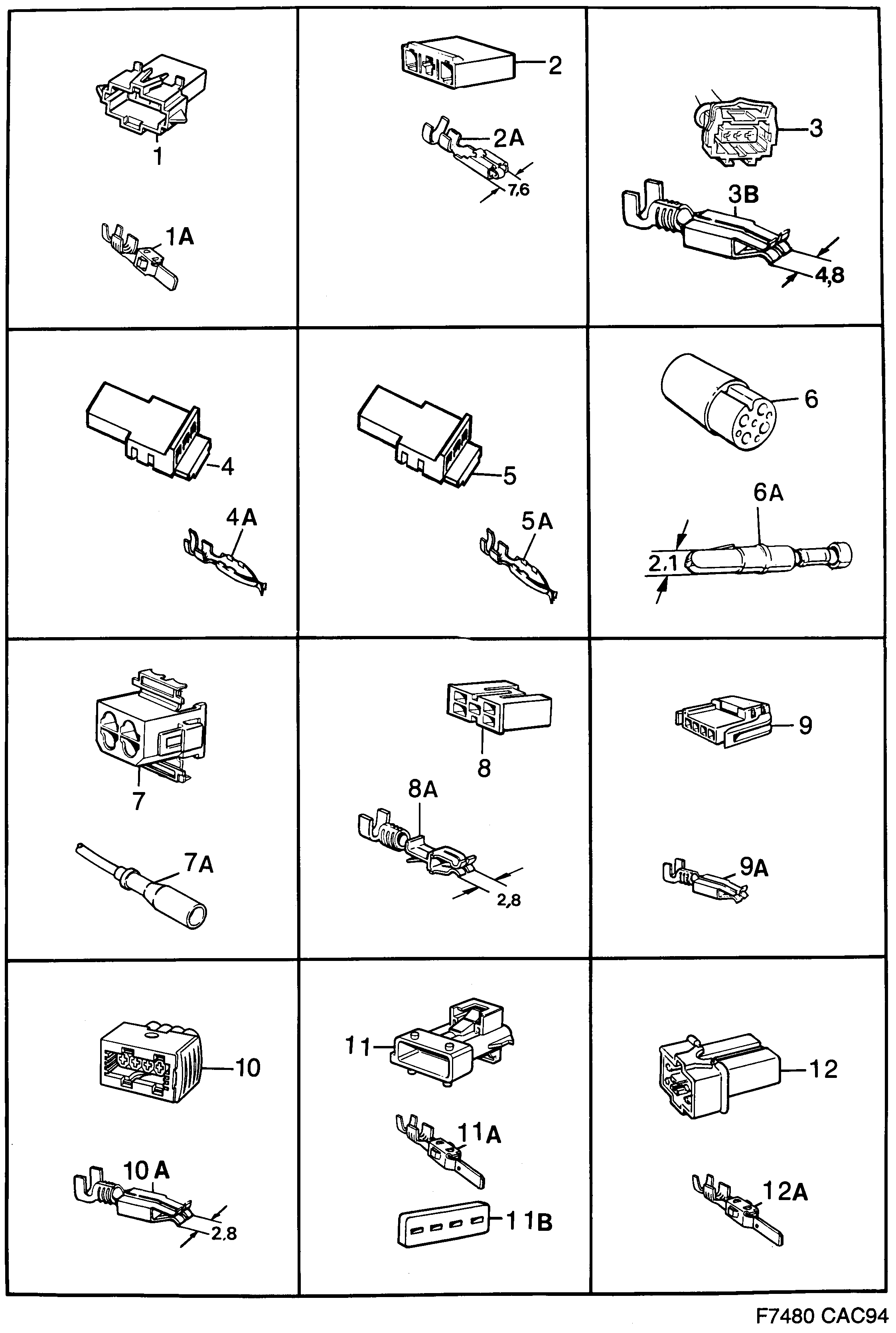 Saab 9000 Connector housing etc diagram