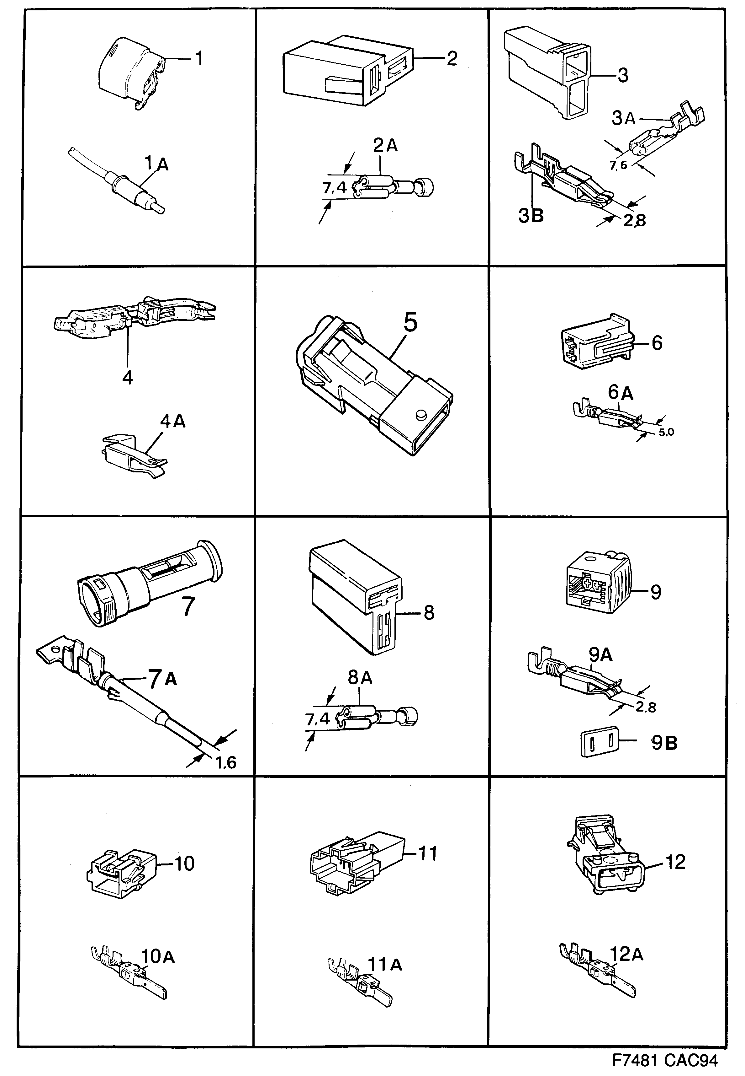 Saab 9000 Connector housing etc diagram