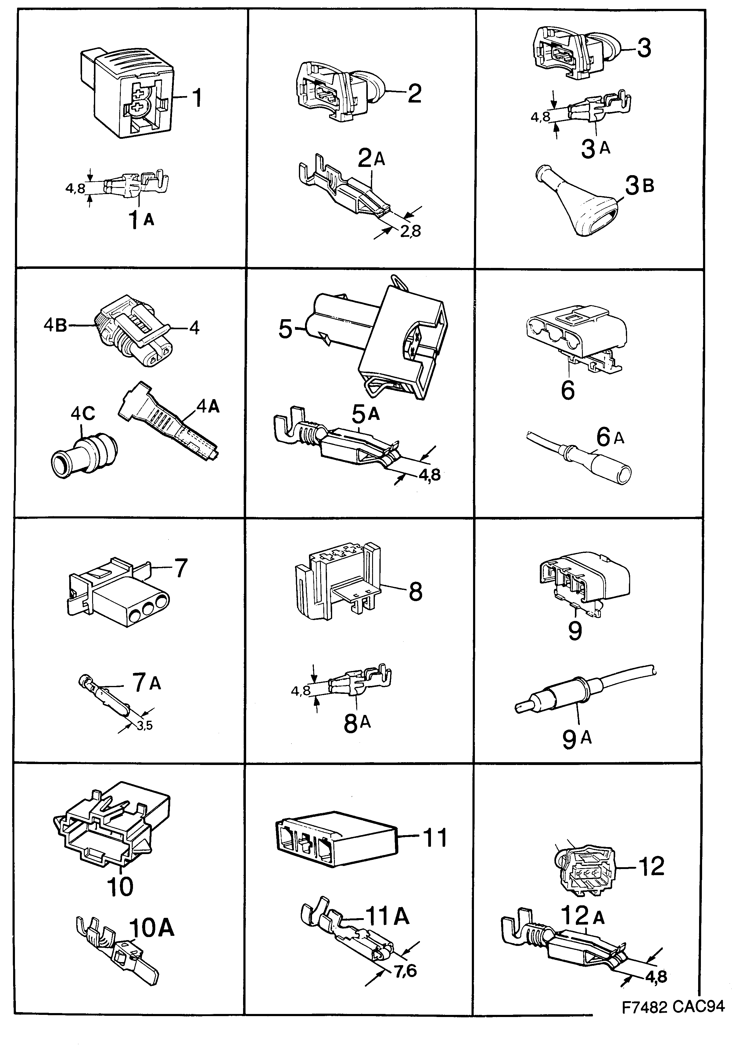 Saab 9000 Connector housing etc diagram