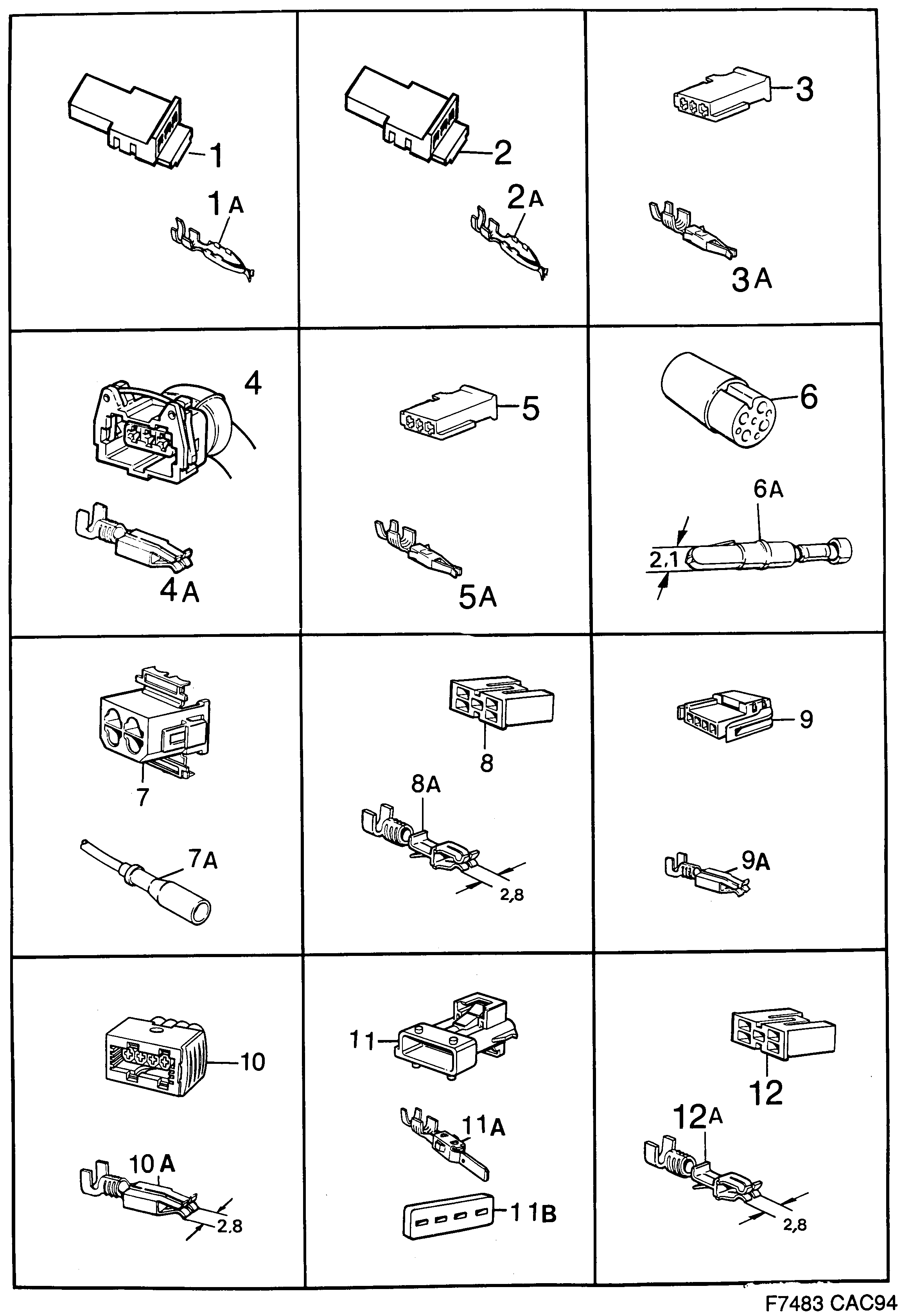 Saab 9000 Connector housing etc diagram