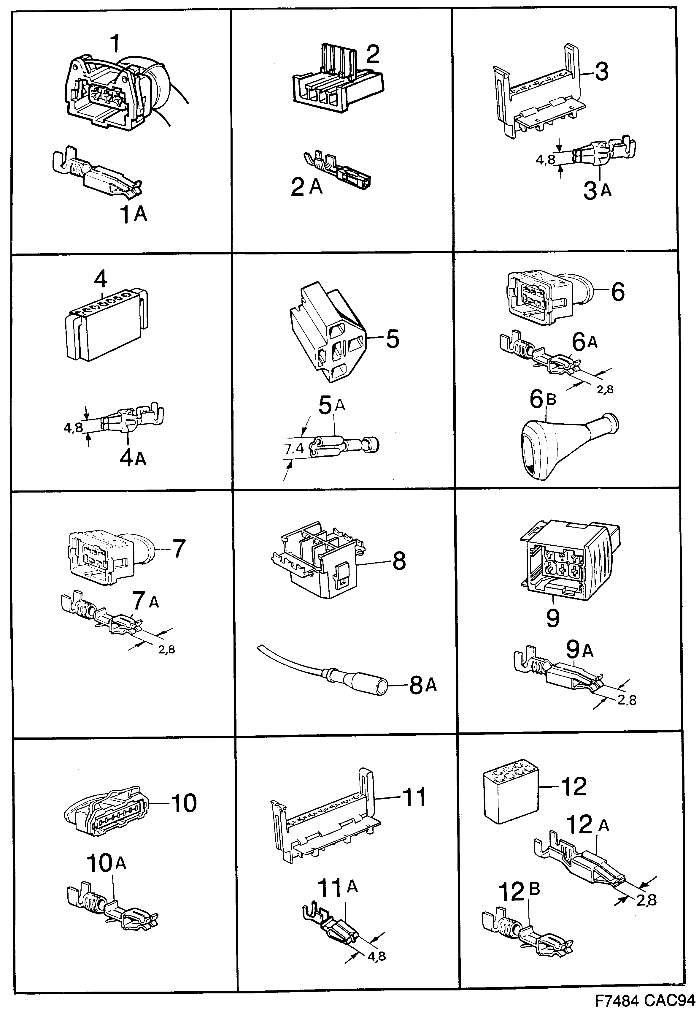 Saab 9000 Connector housing etc diagram