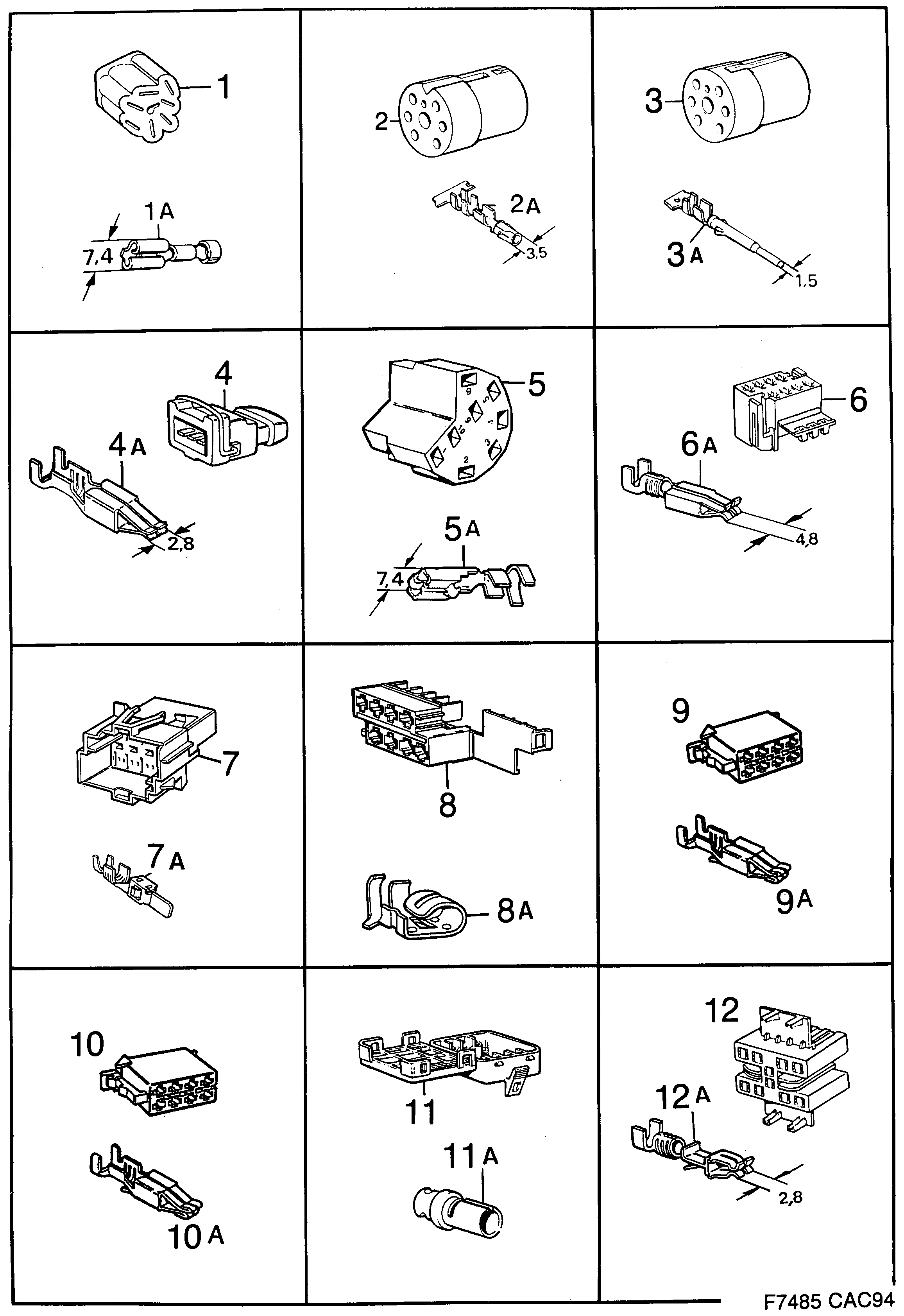 Saab 9000 Connector housing etc diagram