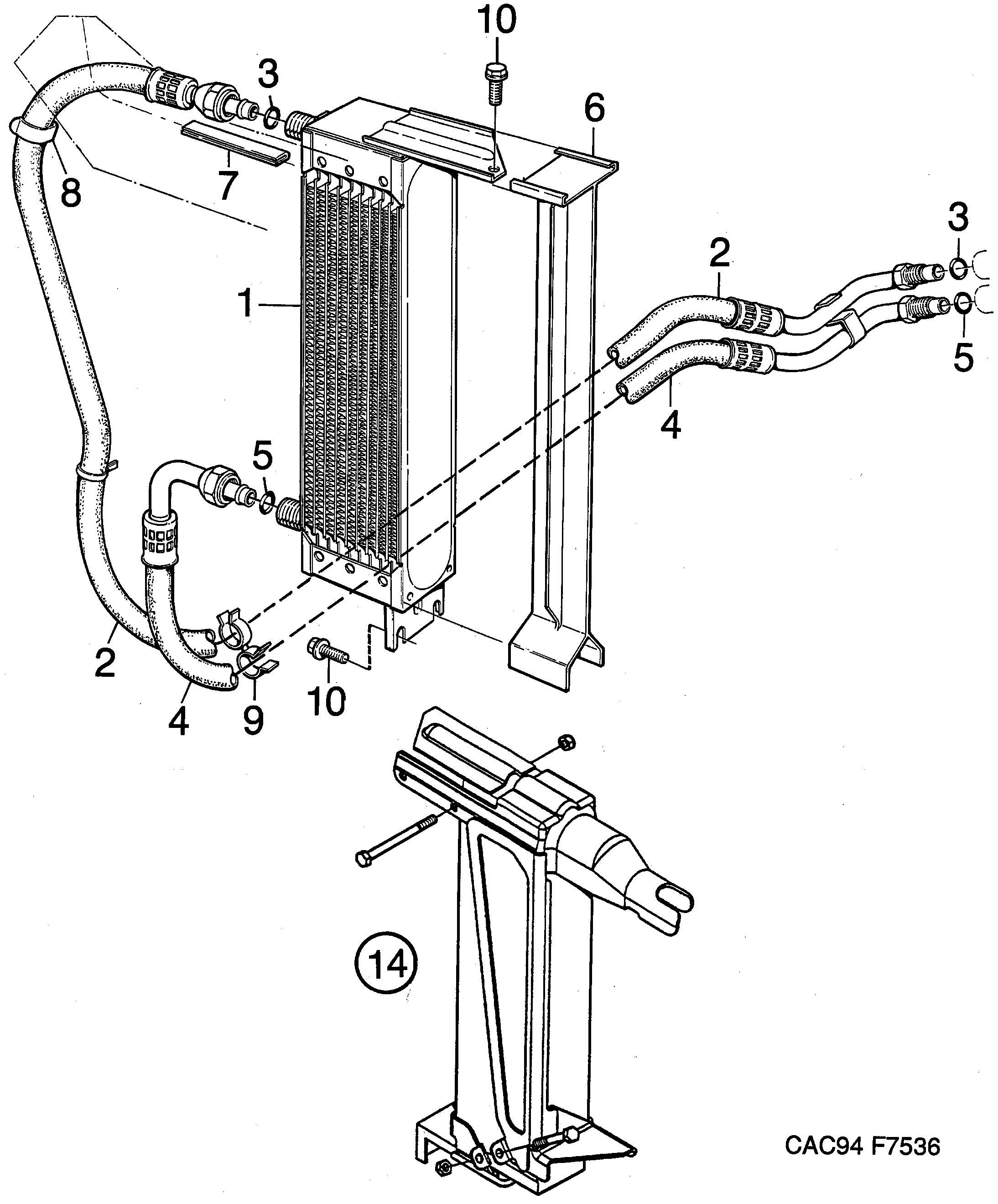 Saab 9000 Air oil cooler Engine diagram