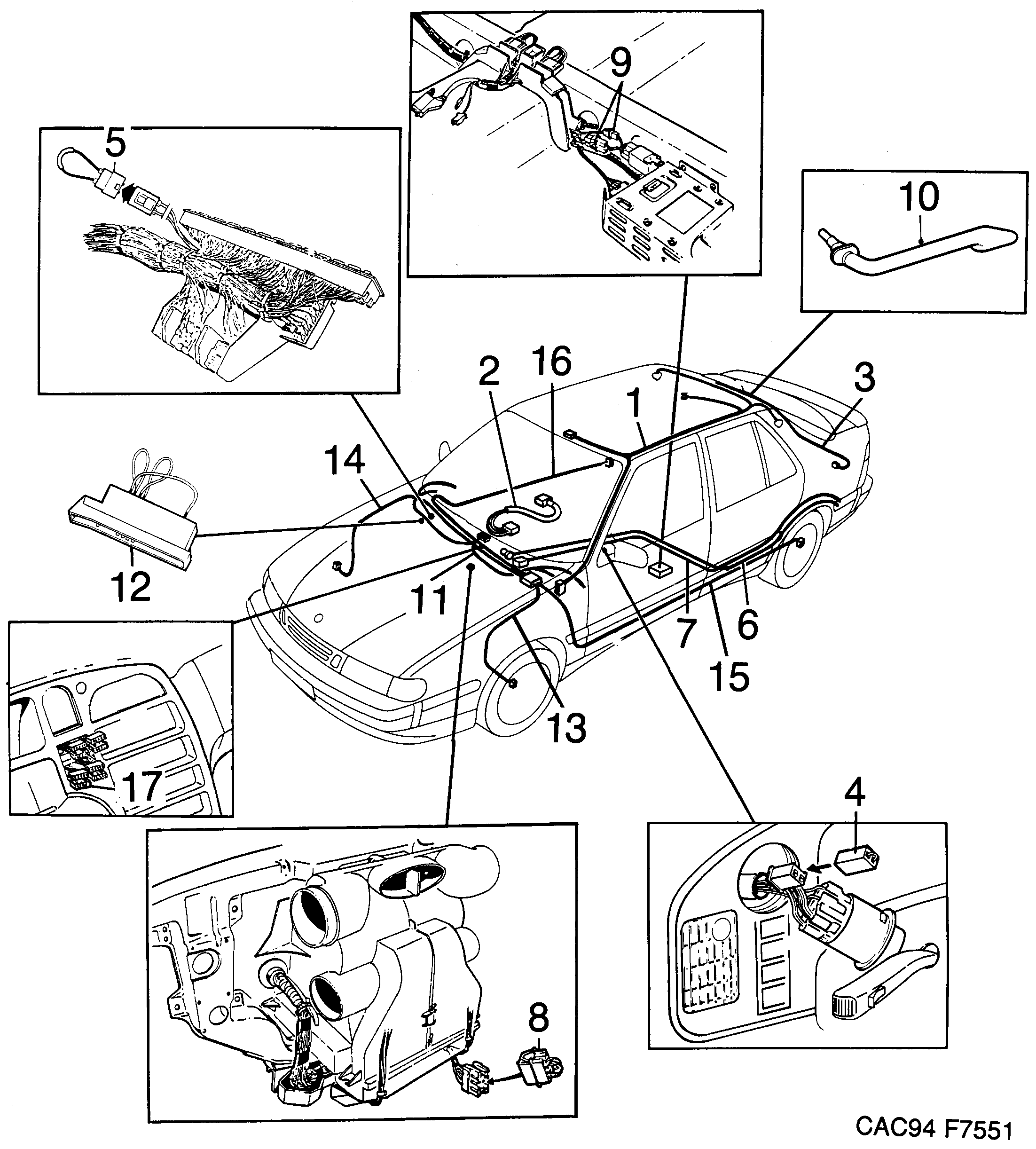 Saab 9000 Compartment diagram