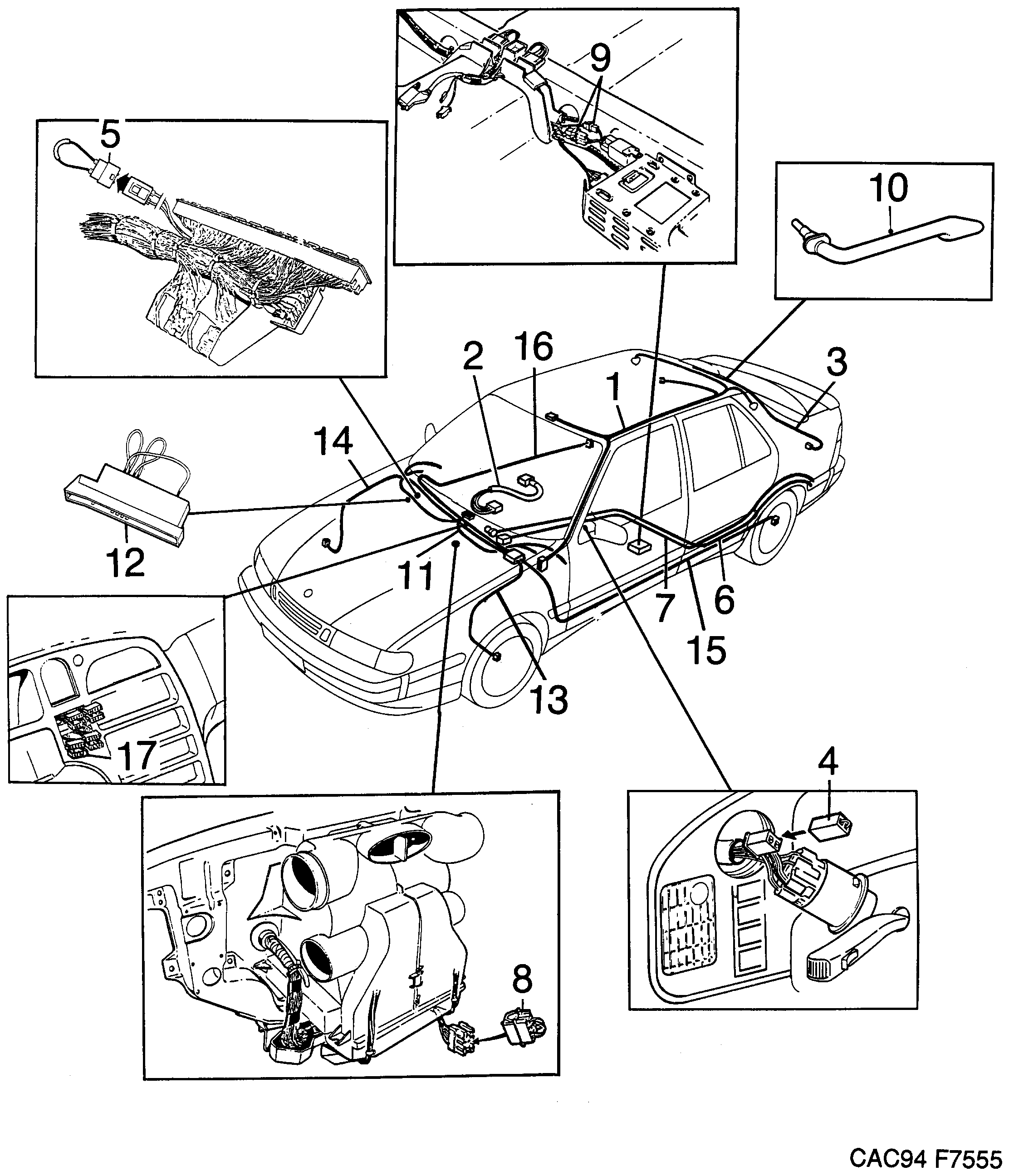 Saab 9000 Compartment diagram