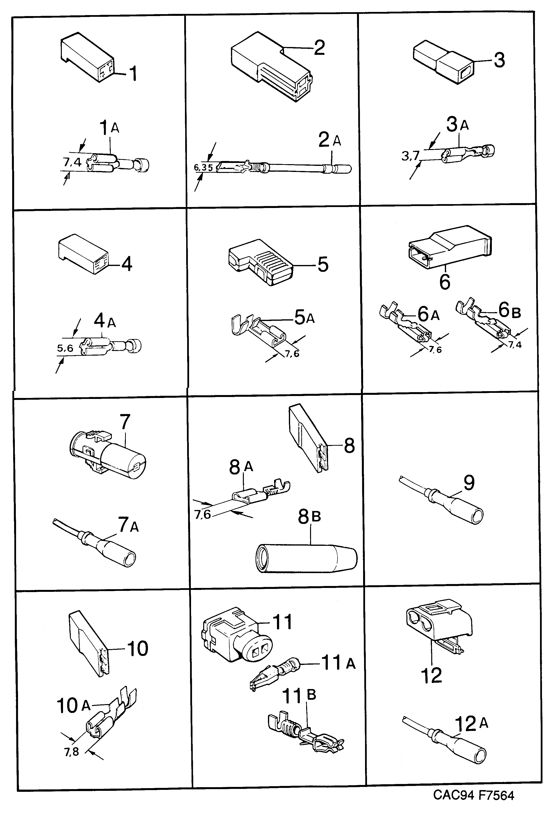 Saab 9000 Connector housing etc diagram