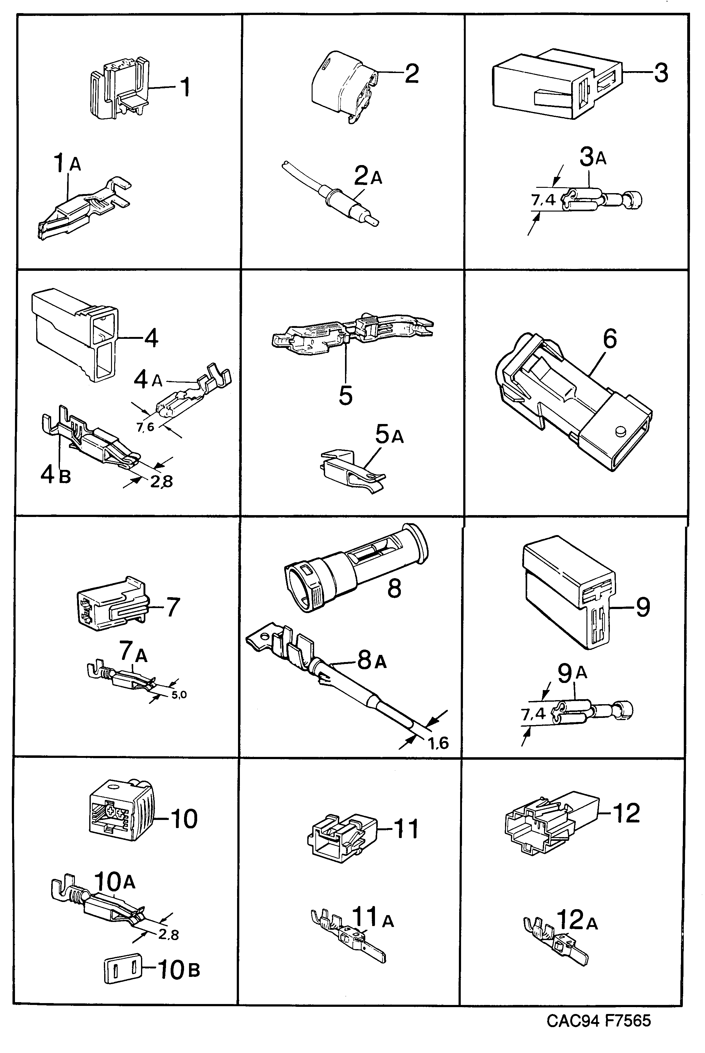 Saab 9000 Connector housing etc diagram