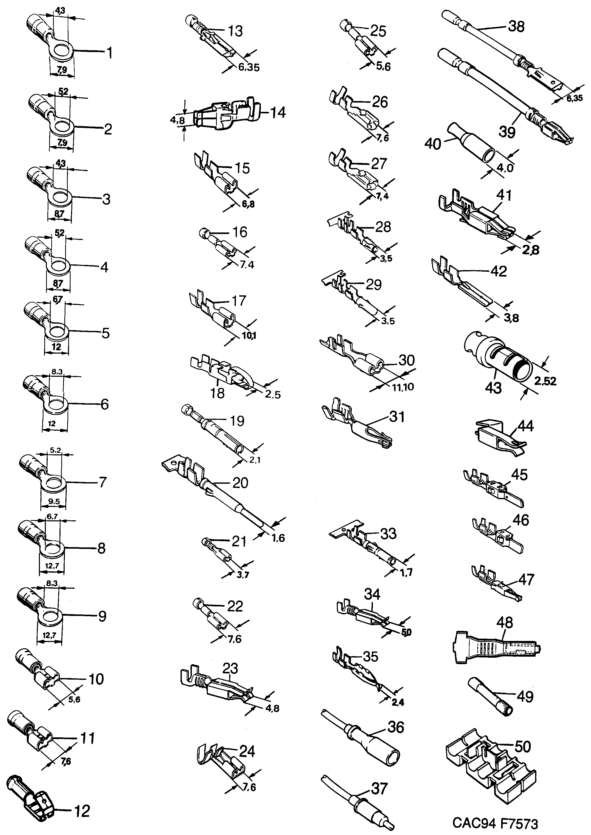 Saab 9000 Cable terminal diagram