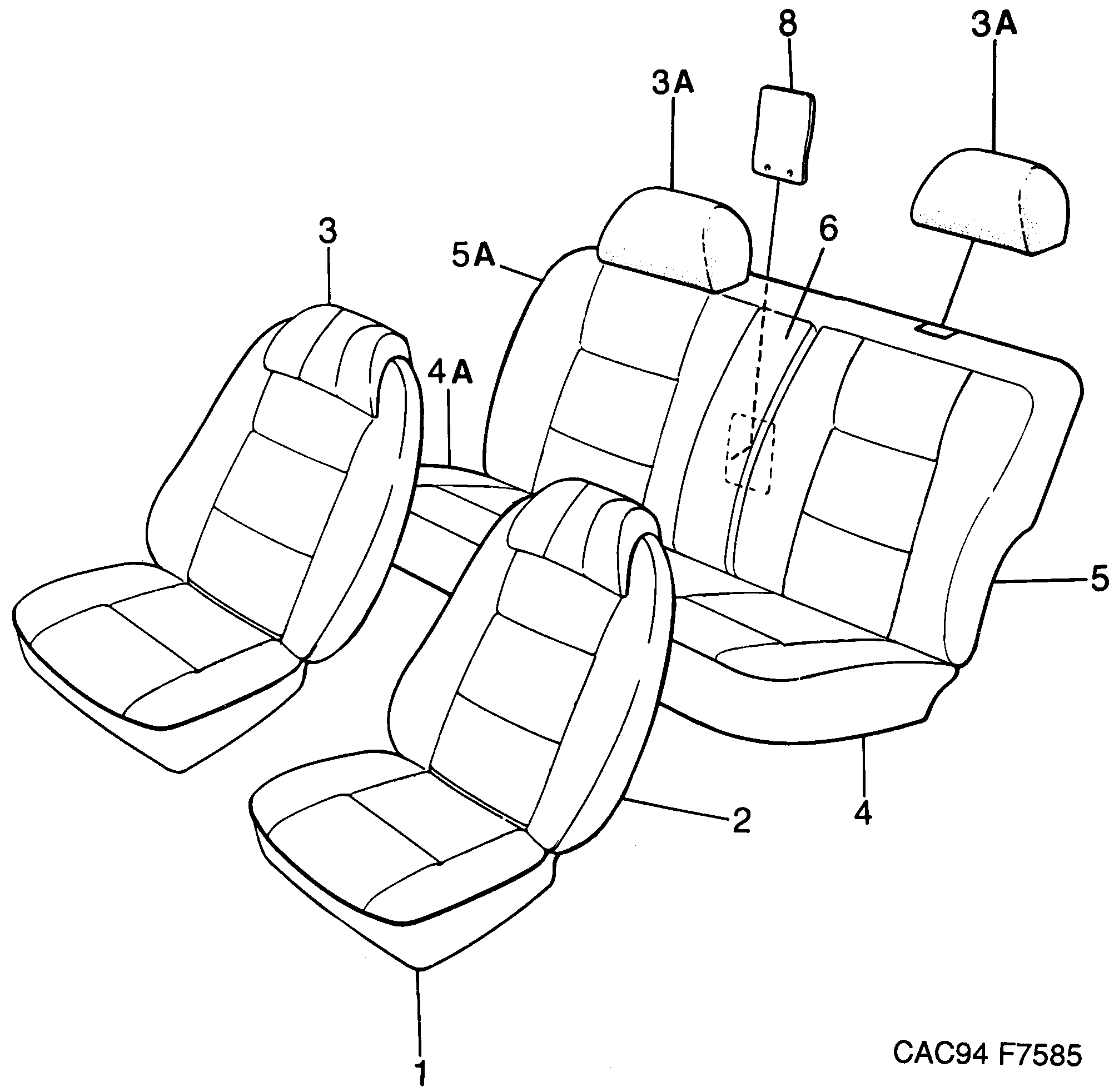 Saab 9000 Covers Textile diagram
