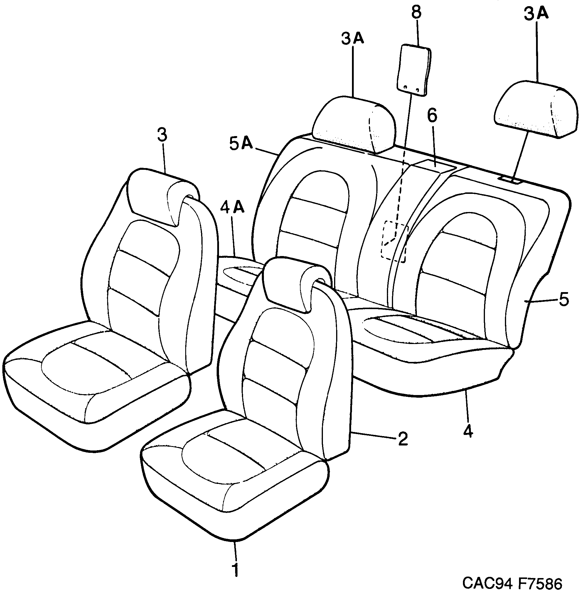 Saab 9000 Covers Leather, Contour design diagram