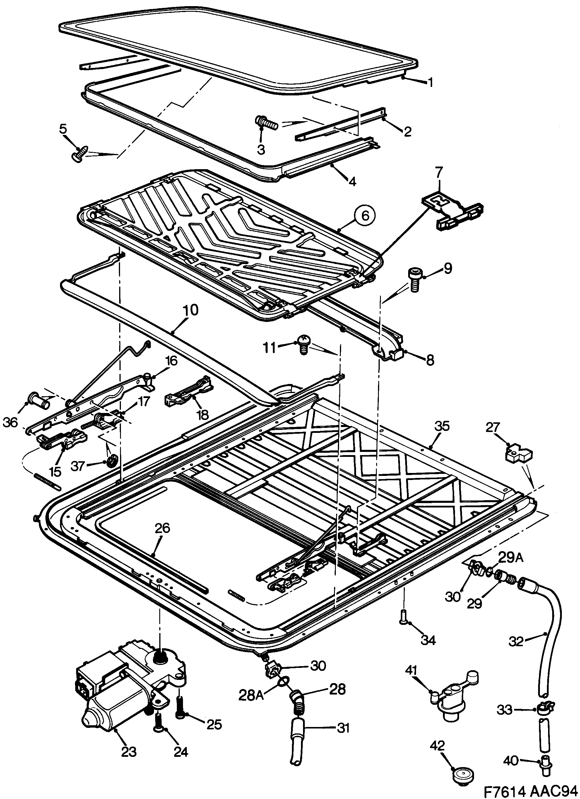 Saab 900 Sun roof diagram