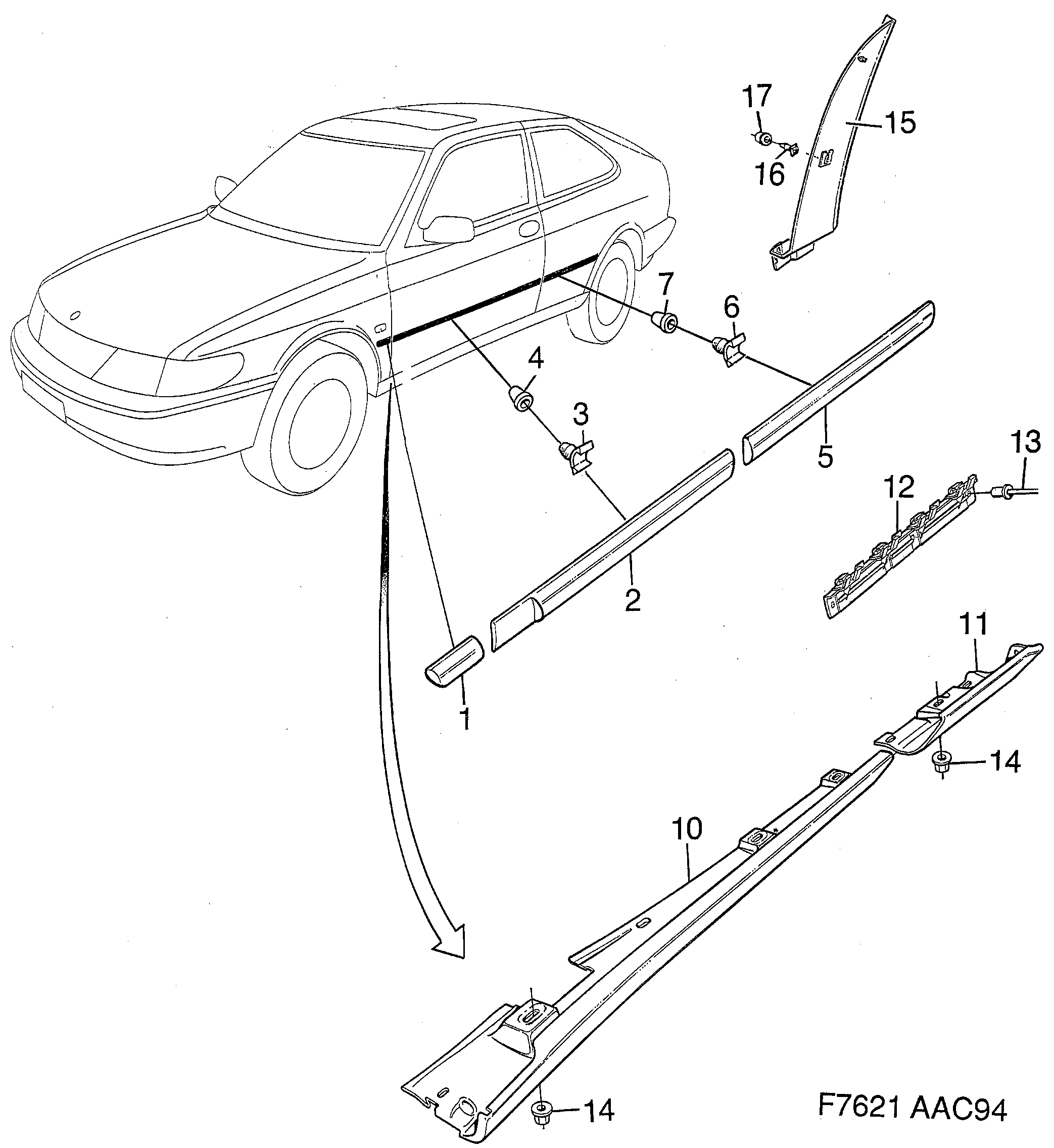 Saab 900 Decor diagram