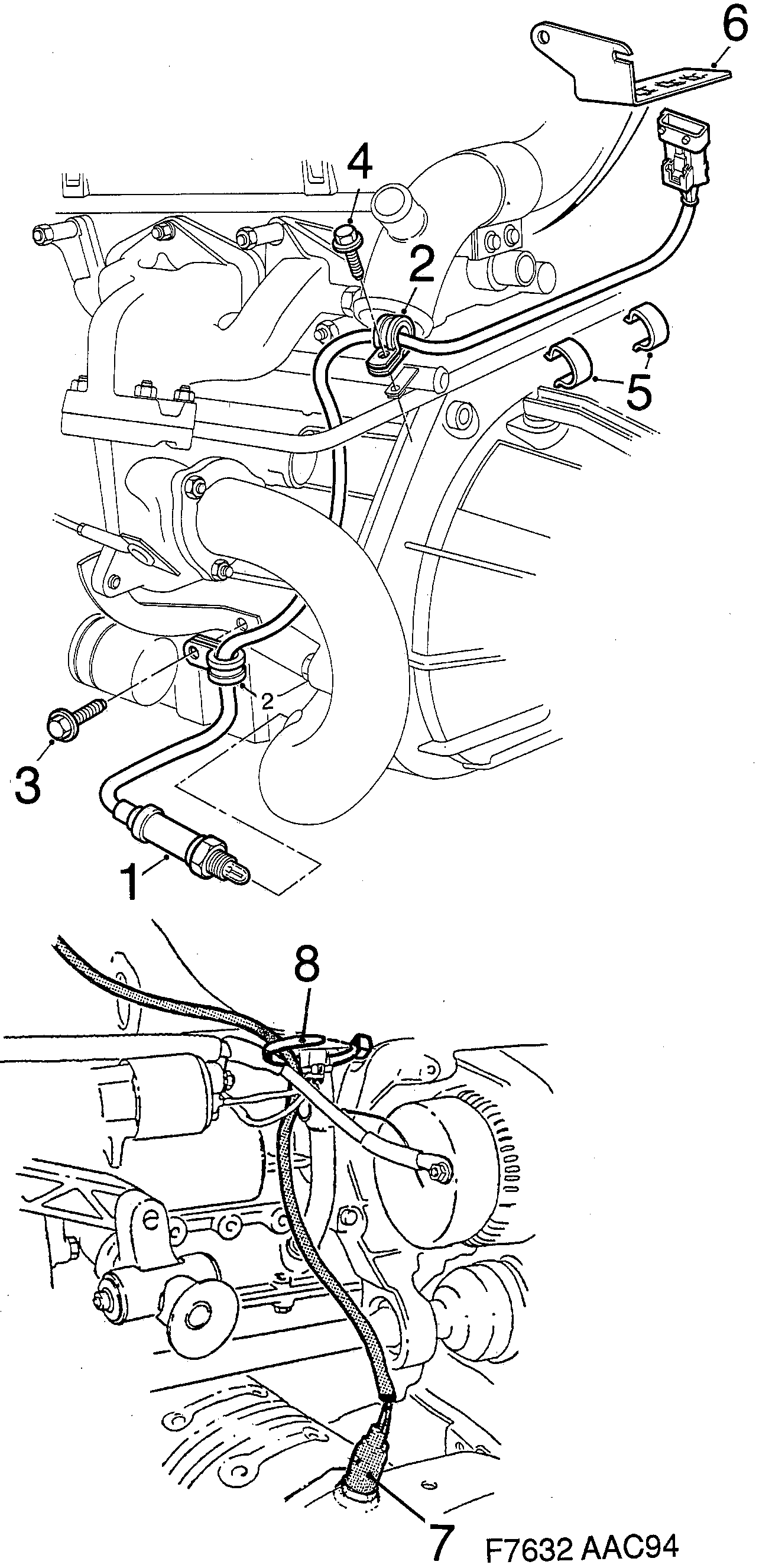 Saab 900 Heated oxygen sensor 4-cylinder diagram