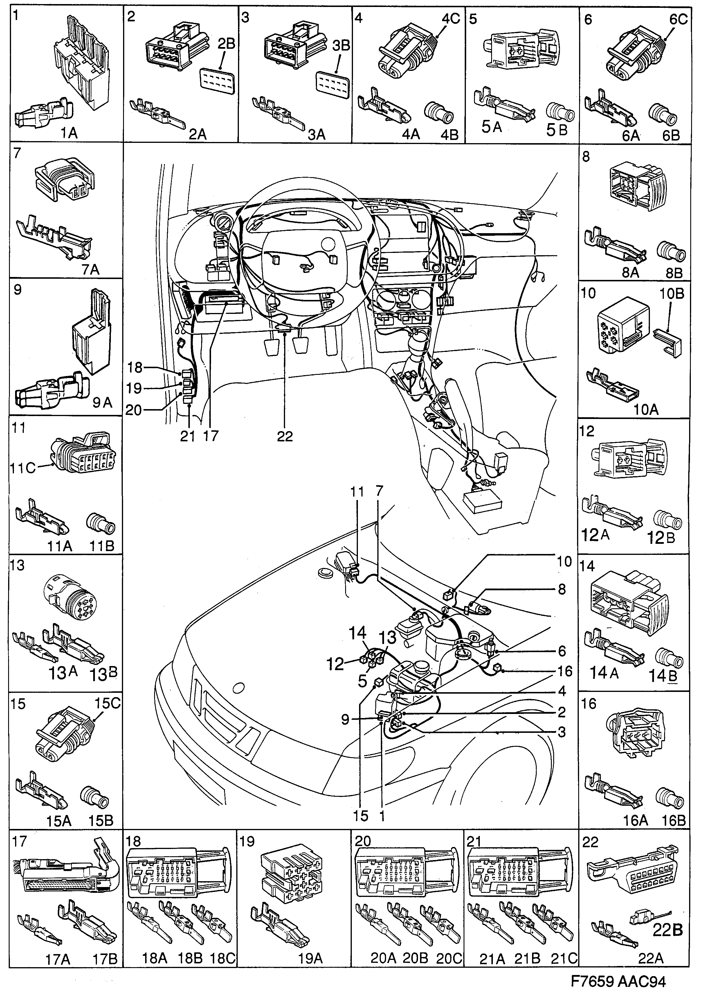 Saab 900 Instrument panel diagram