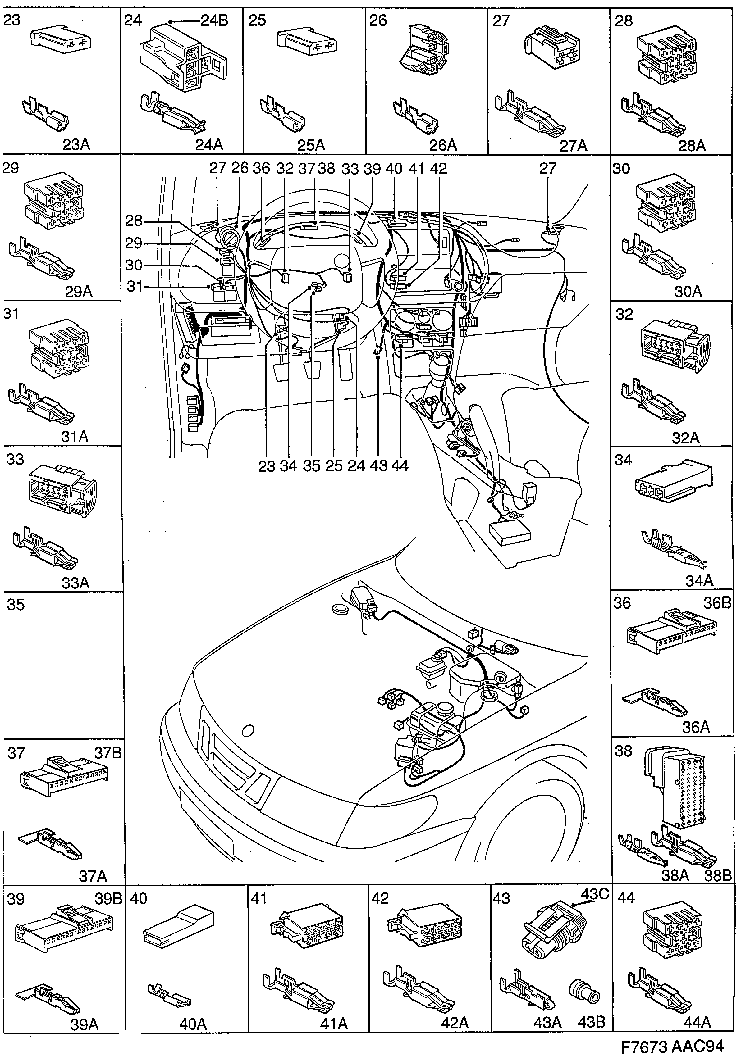Saab 900 Instrument panel diagram