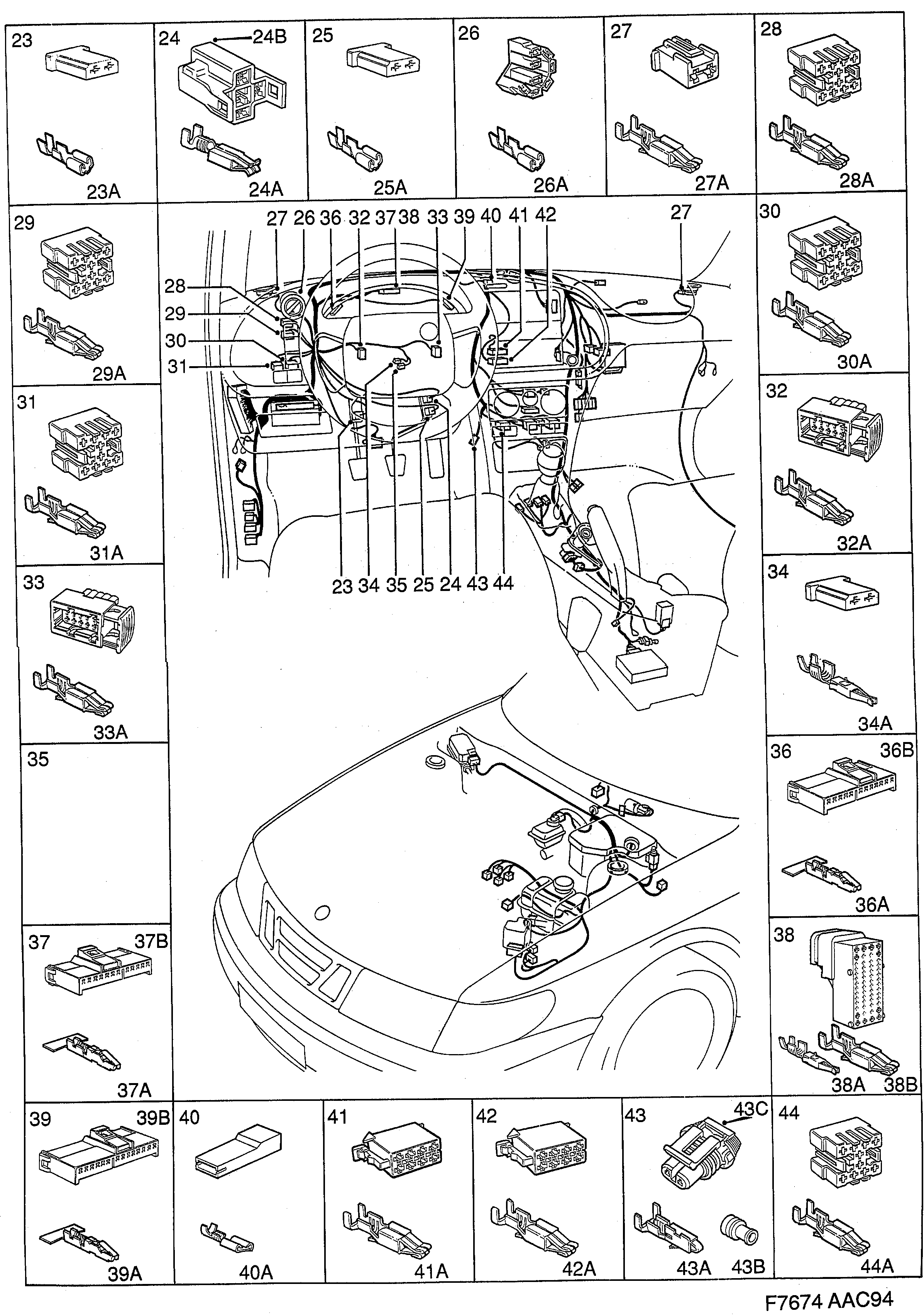Saab 900 Instrument panel diagram