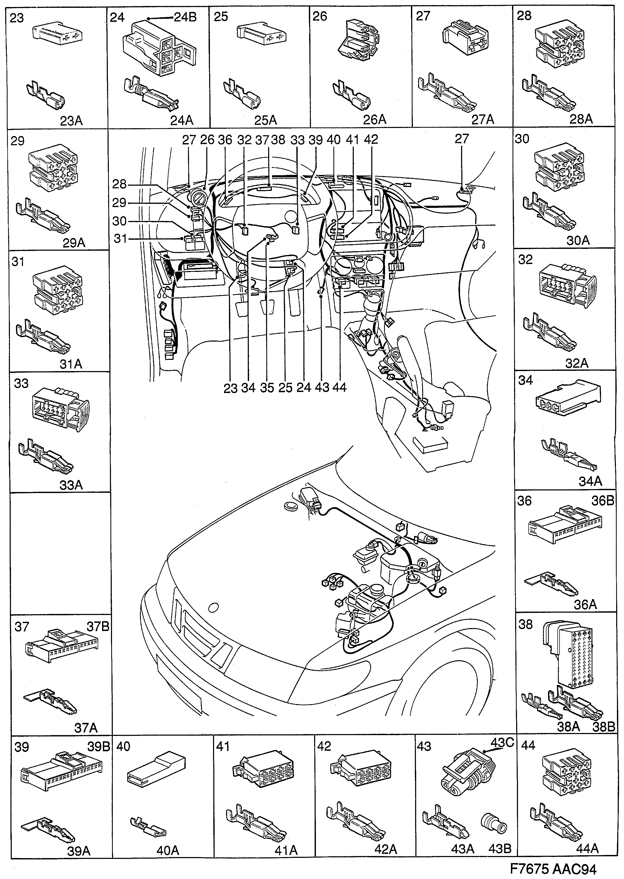 Saab 900 Instrument panel diagram