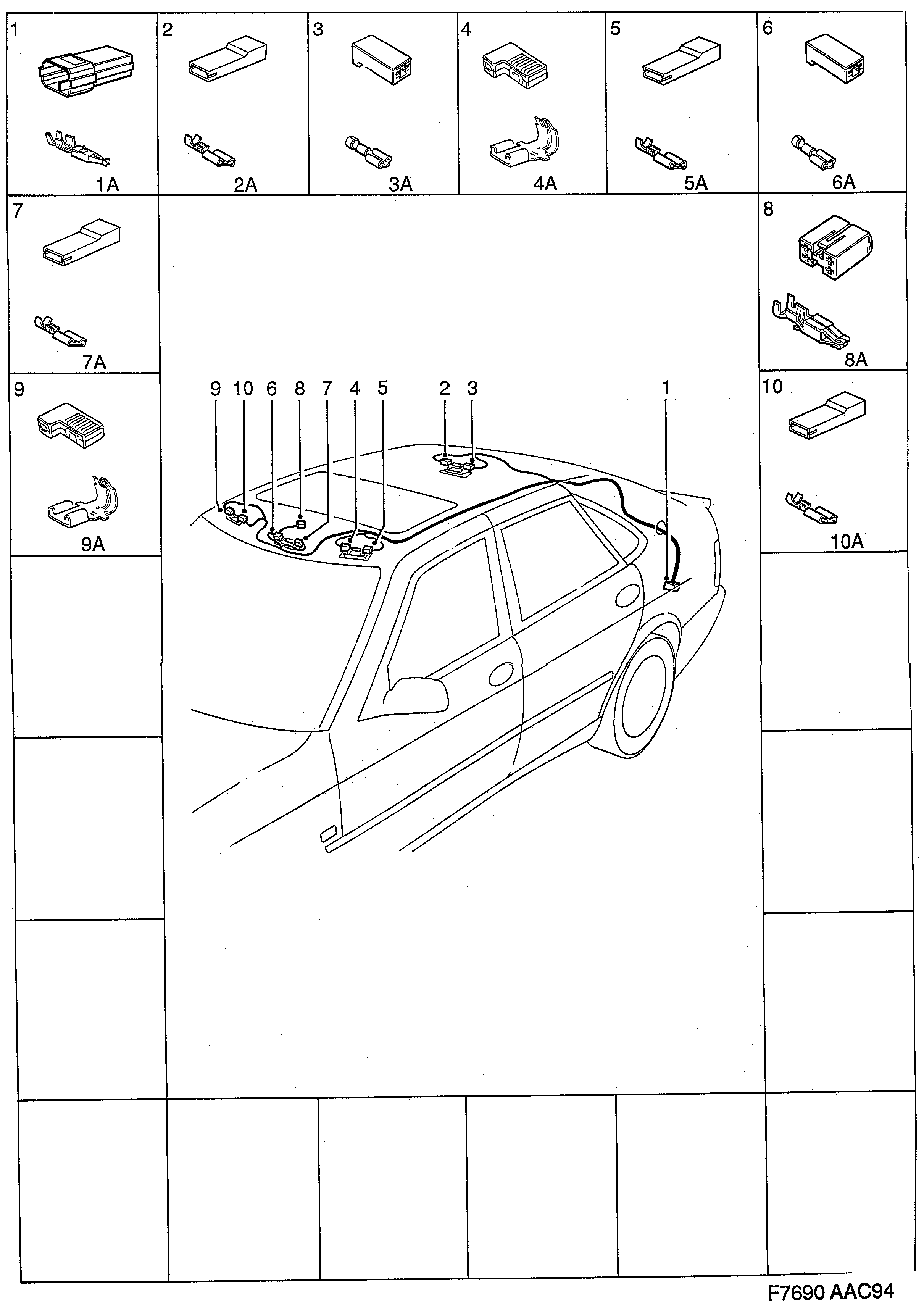 Saab 900 Roof diagram
